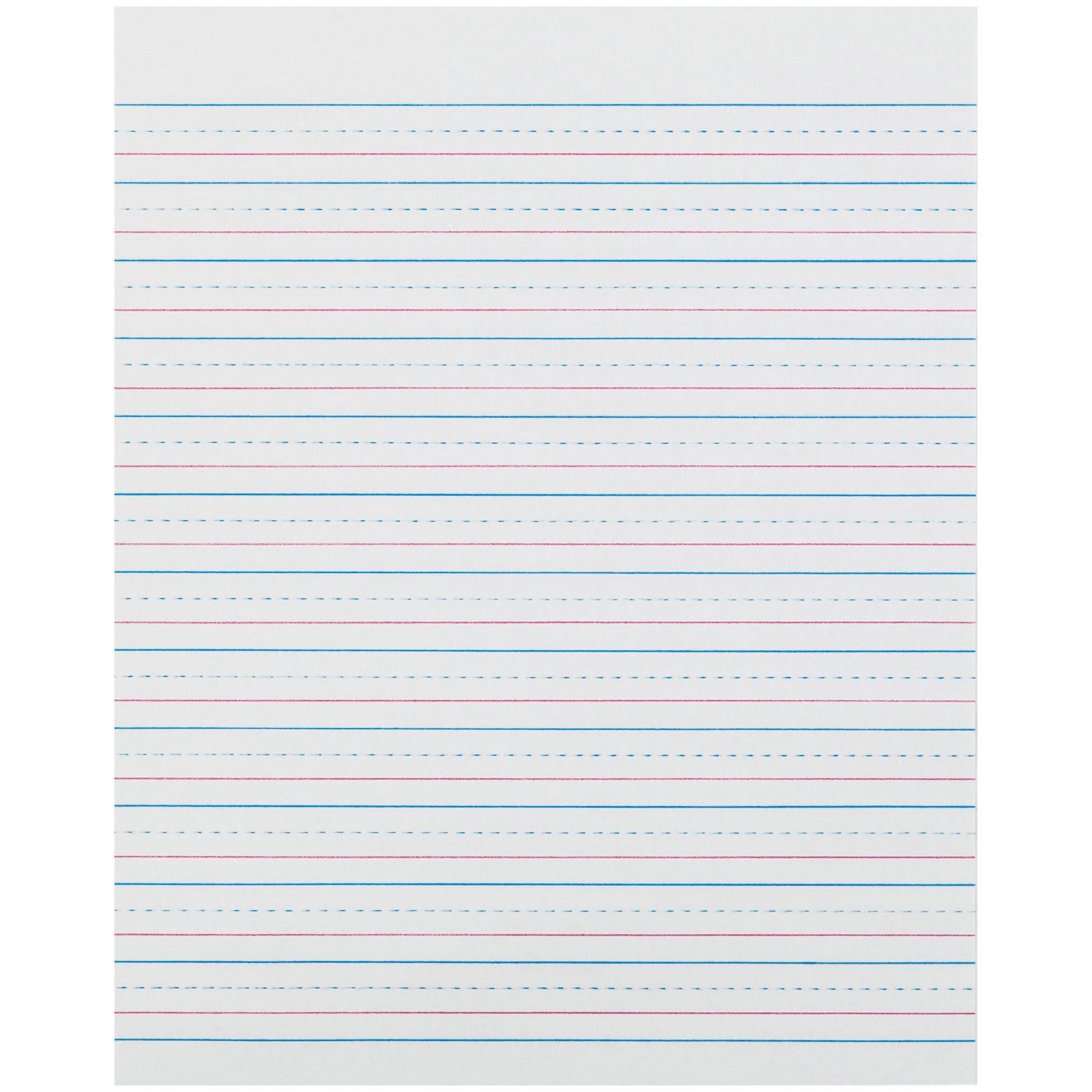 Sulphite Handwriting Paper, Dotted Midline, Grade 2, 1/2" x 1/4" x 1/4" Ruled Short, 8" x 10-1/2", 500 Sheets Per Pack, 2 Packs