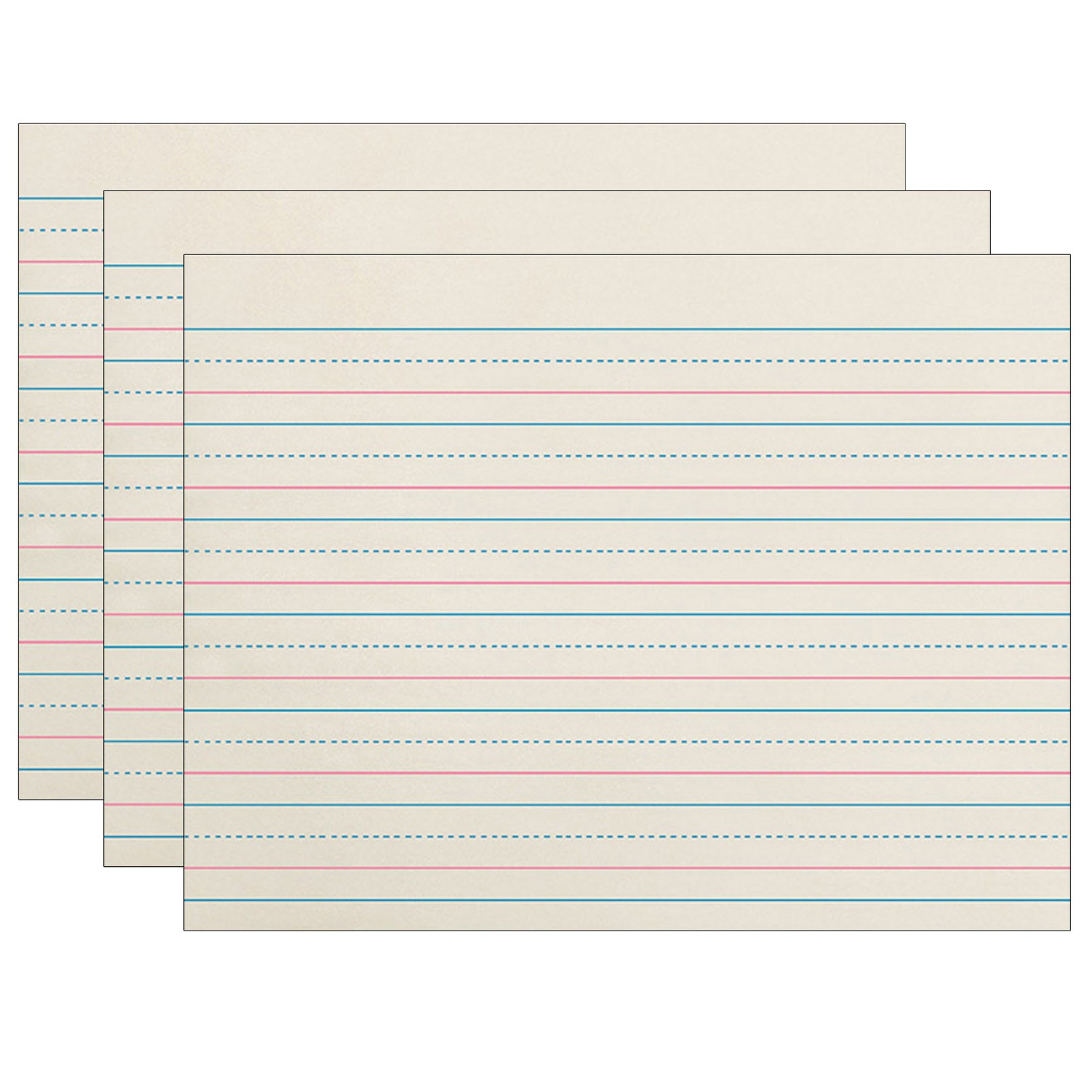 Newsprint Handwriting Paper, Dotted Midline, Grade K, 3/4" x 3/8" x 3/8" Ruled Long, 10-1/2" x 8", 500 Sheets Per Pack, 3 Packs