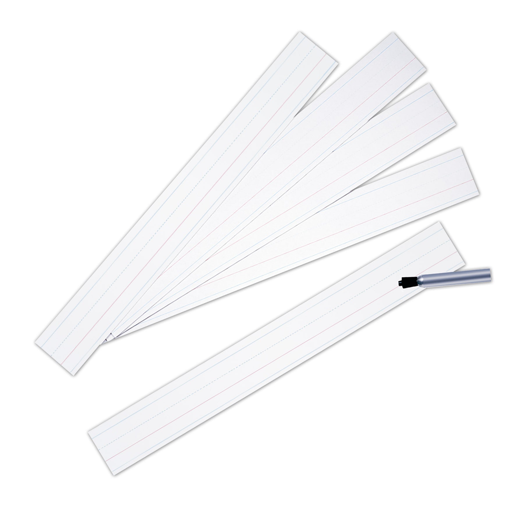 Zaner-Bloser™ Sentence Strips, White, 1-1/2 in x 3/4 in x 3/4 in ruled 3" x 24", 100 Strips Per Pack, 3 Packs