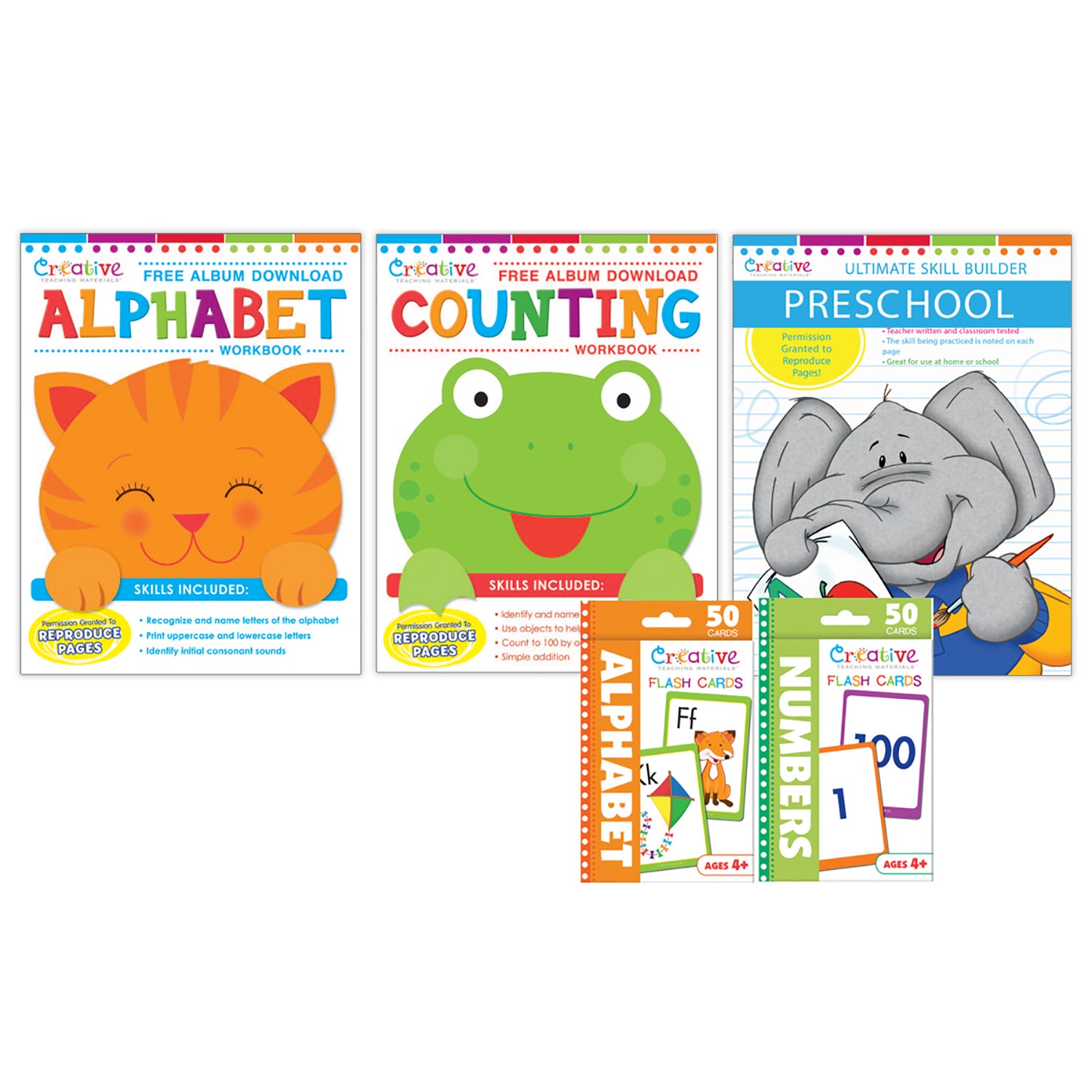 Preschool Skills Workbook & Flashcard Bundle