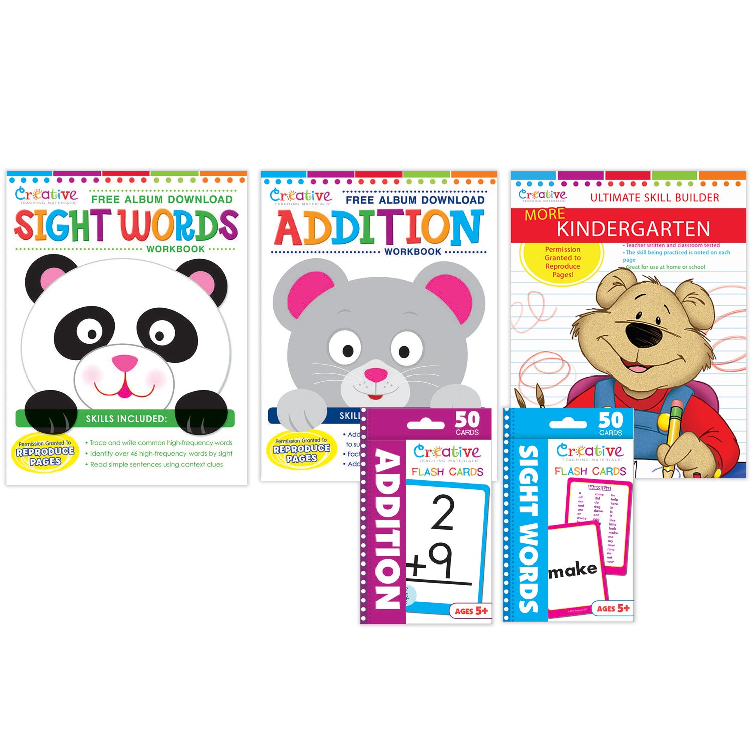 More Kindergarten Skills Workbook & Flashcard Bundle