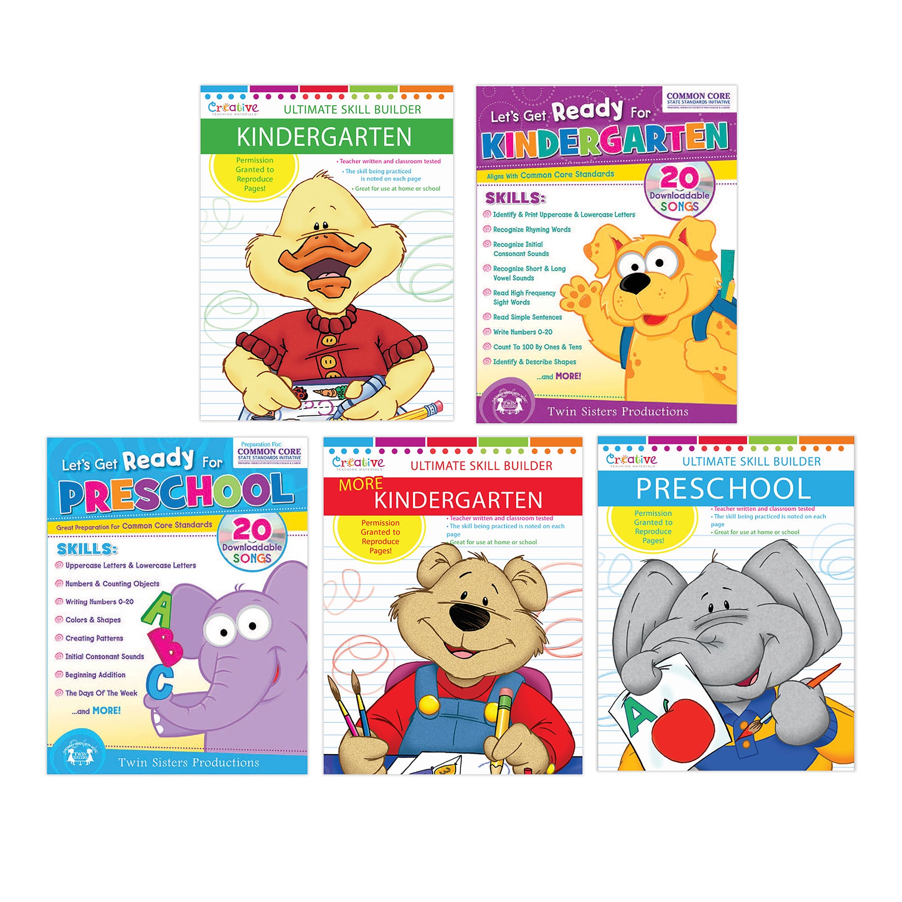 Preschool-Kindergarten Workbook Bundle, Set of 5