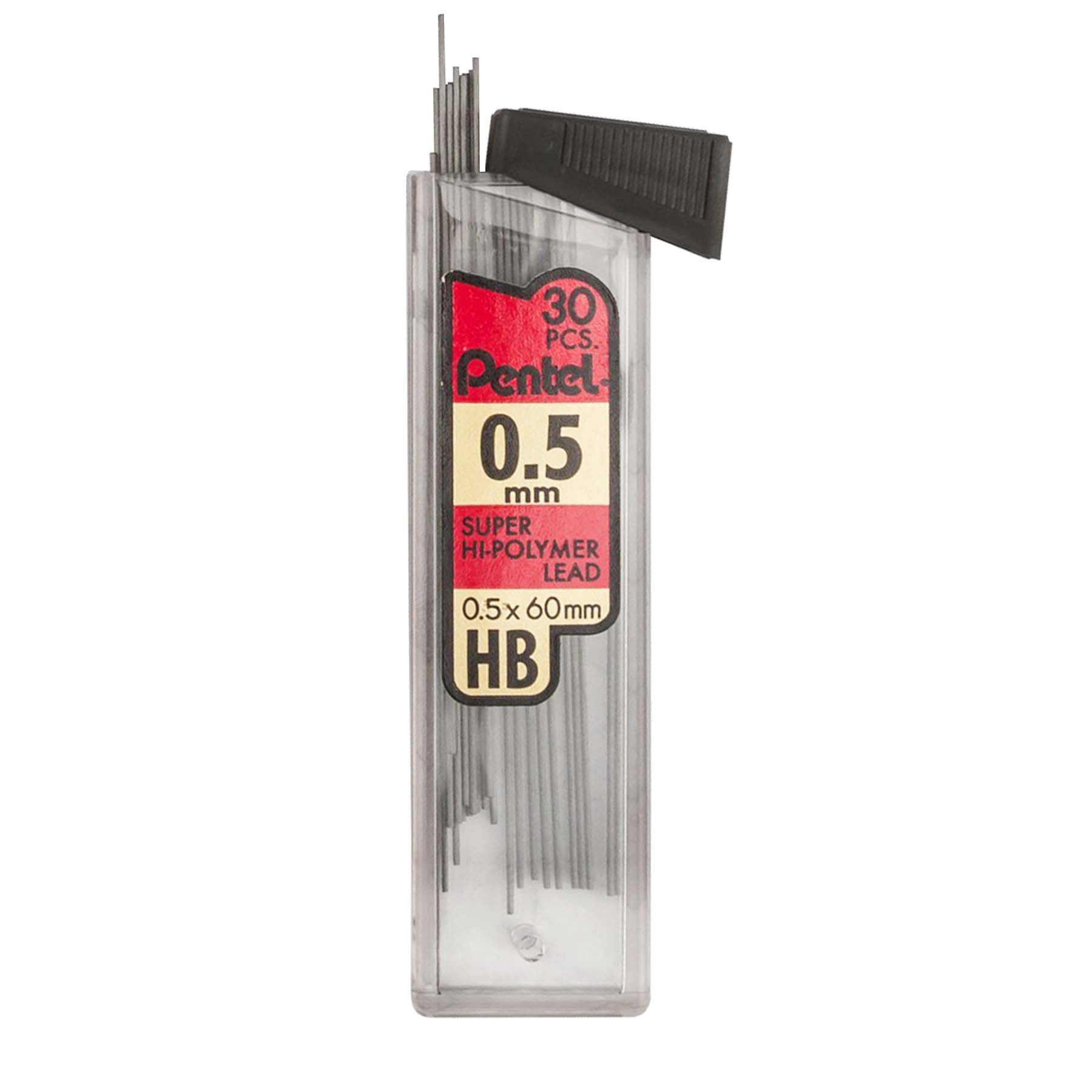 HB Super Hi-Polymer Leads, 0.5mm, Black, 30 Per Pack, 12 Packs