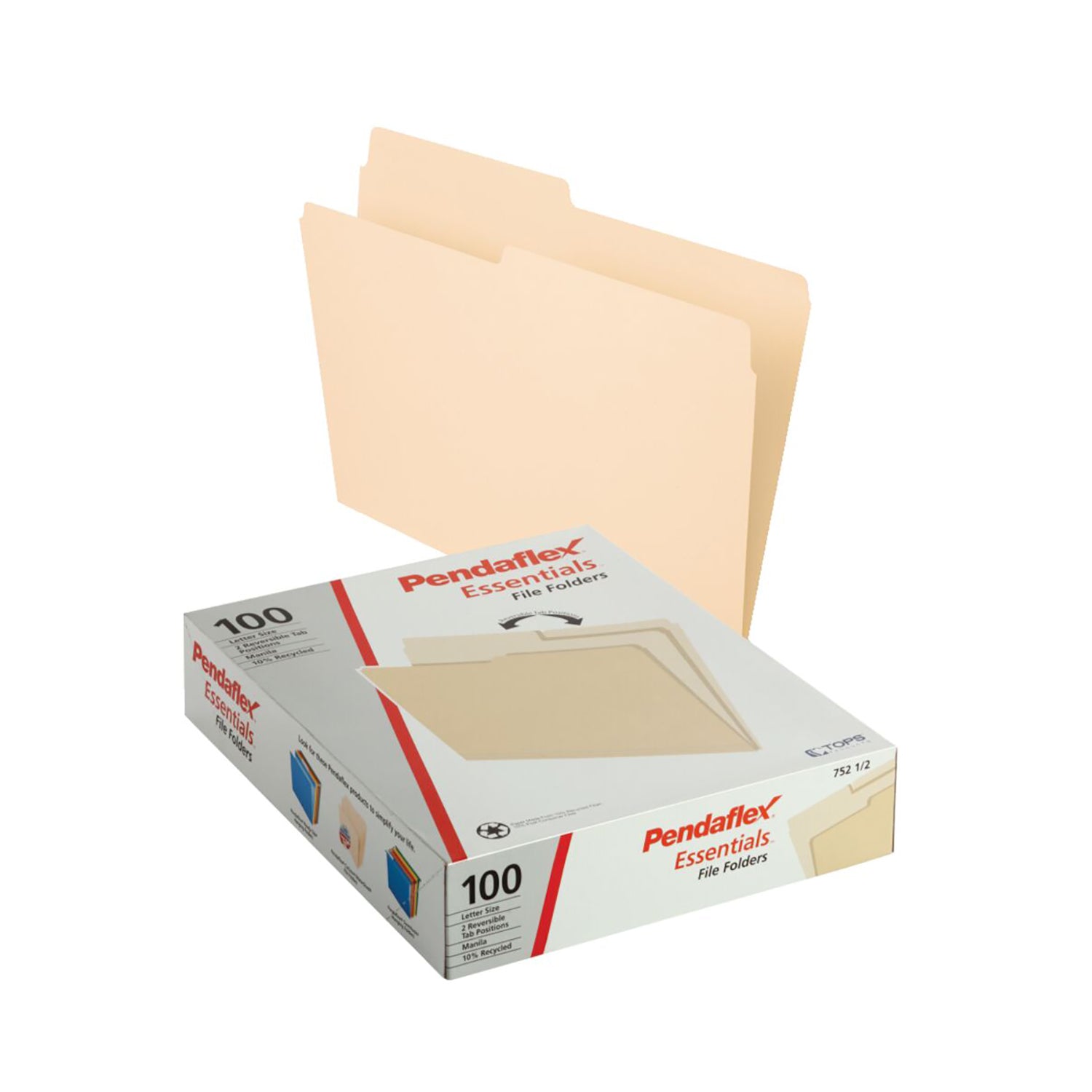 File Folders, Letter Size, Manila, 1/2 Cut, Box of 100