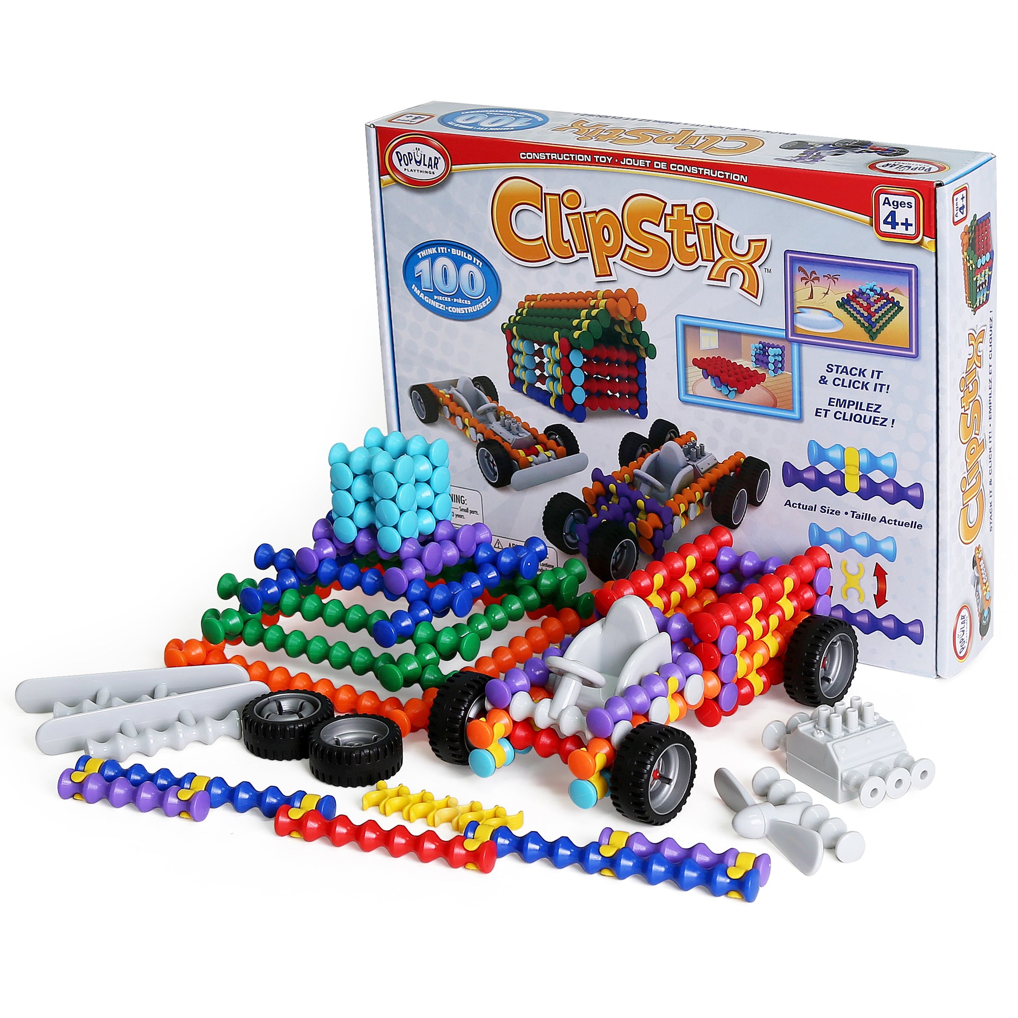 Clipstix® Construction Toy, 100 Pieces