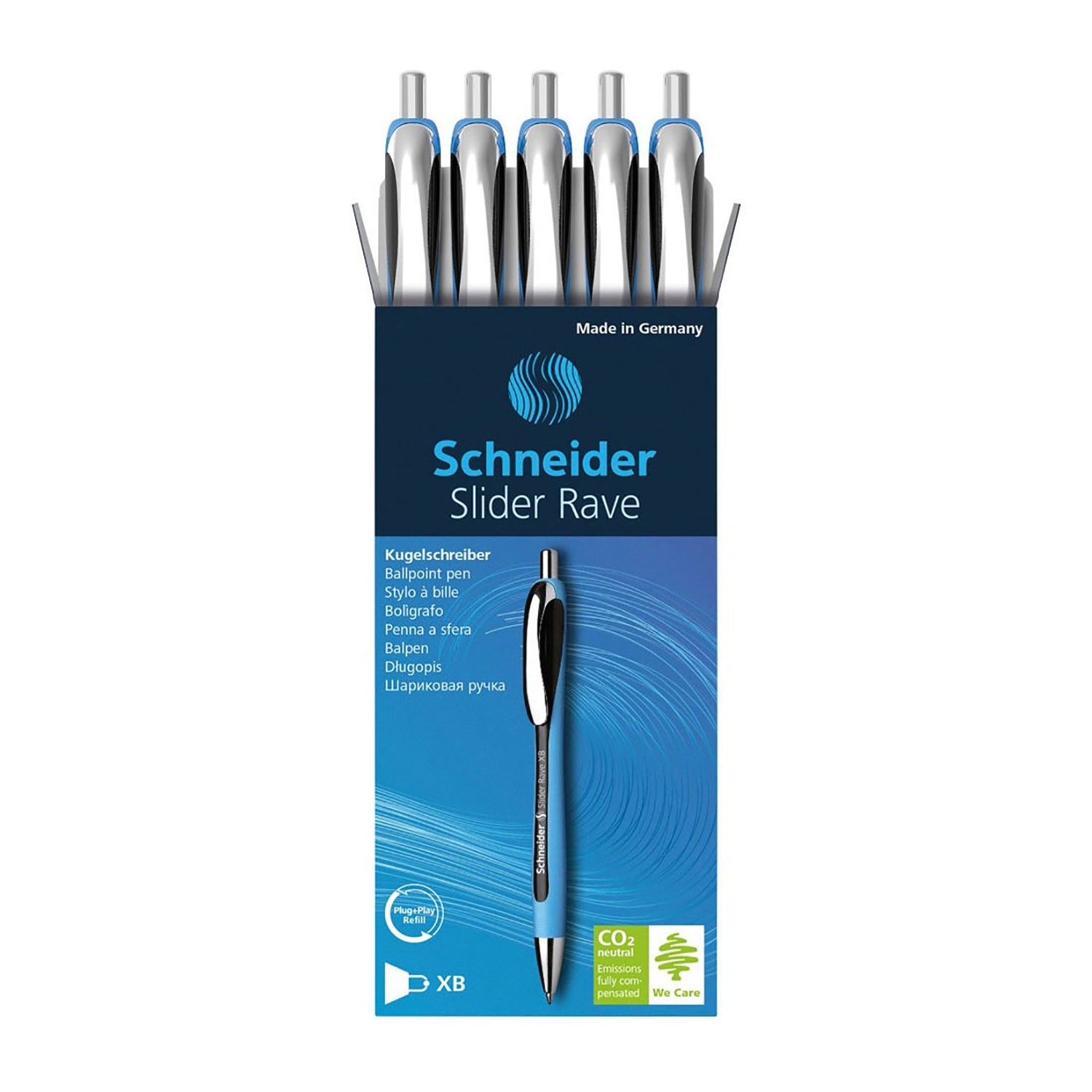 Rave Retractable Ballpoint Pen, ViscoGlide Ink, 1.4 mm, Black, Pack of 5