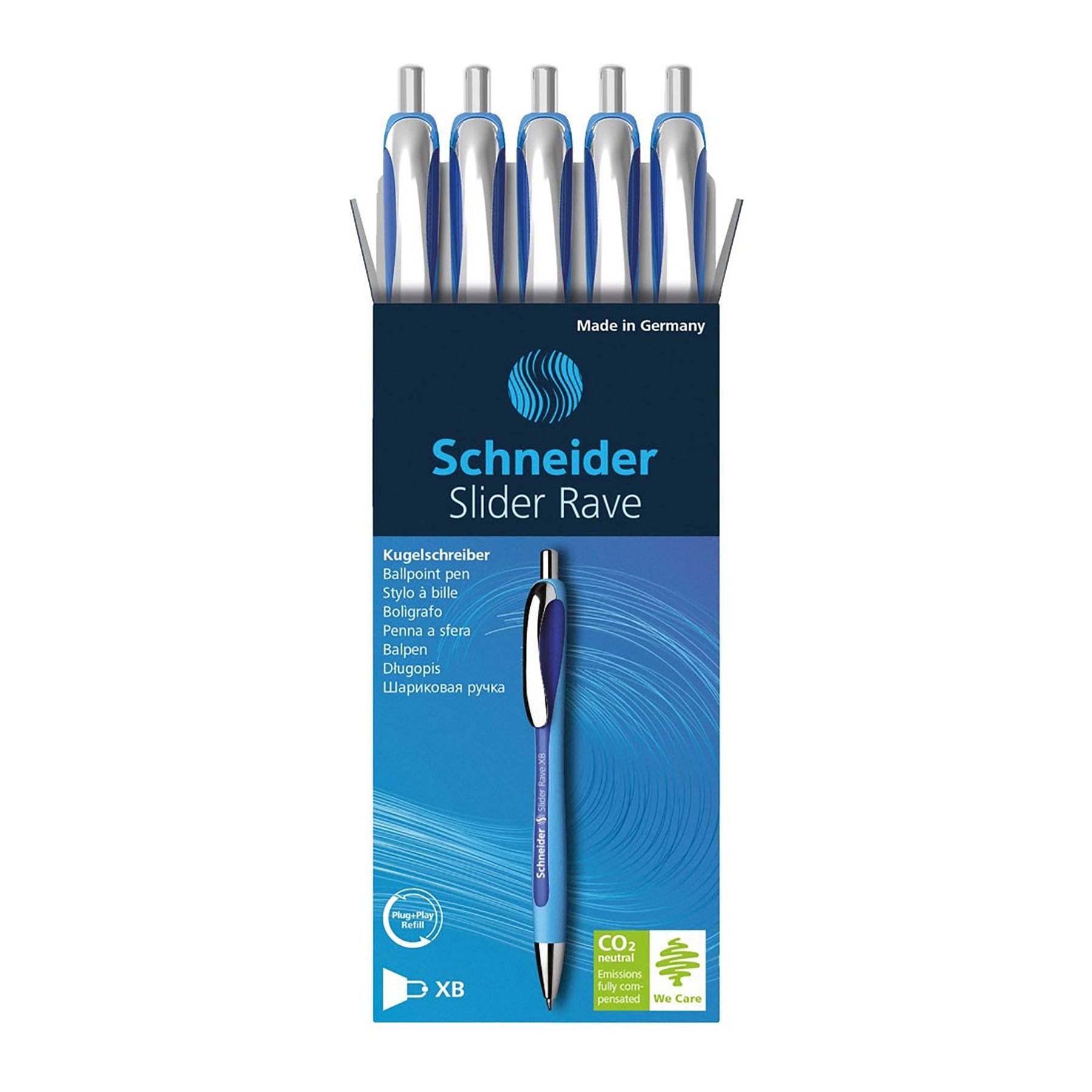 Rave Retractable Ballpoint Pen, ViscoGlide Ink, 1.4 mm, Blue, Pack of 5 - A1 School Supplies