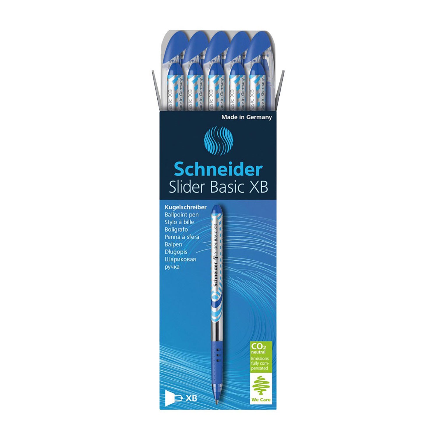 Slider Basic XB Ballpoint Pen Viscoglide Ink, 1.4 mm, Blue Ink, Pack of 10