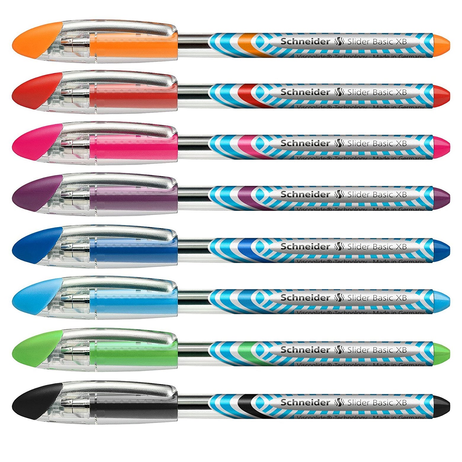 Slider Basic XB Ballpoint Pen, 1.4 mm, 8 Assorted Ink Colors in Reusable Wallet