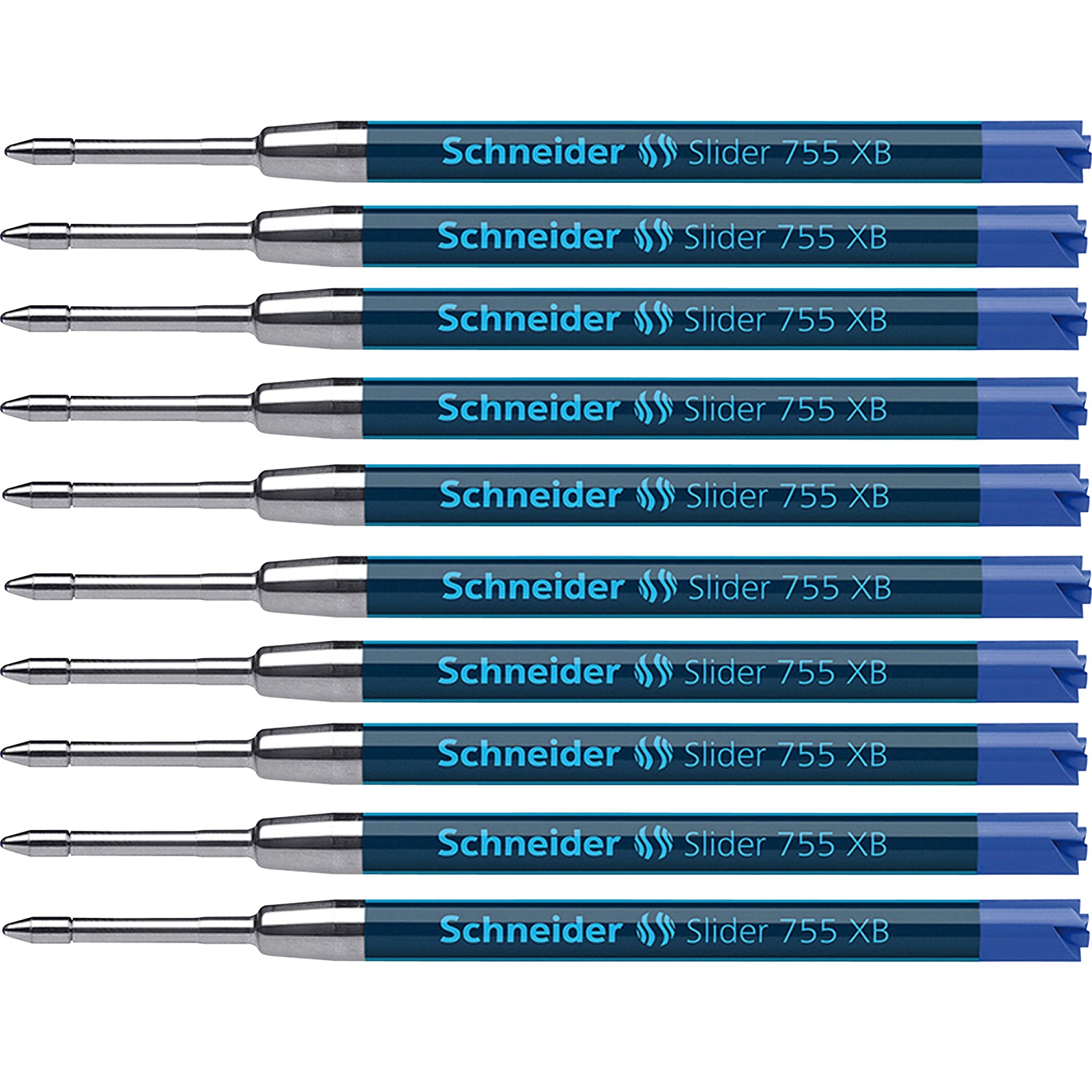 Slider 755 XB Ballpoint Pen Refill, Viscoglide Ink, Blue, Pack of 10