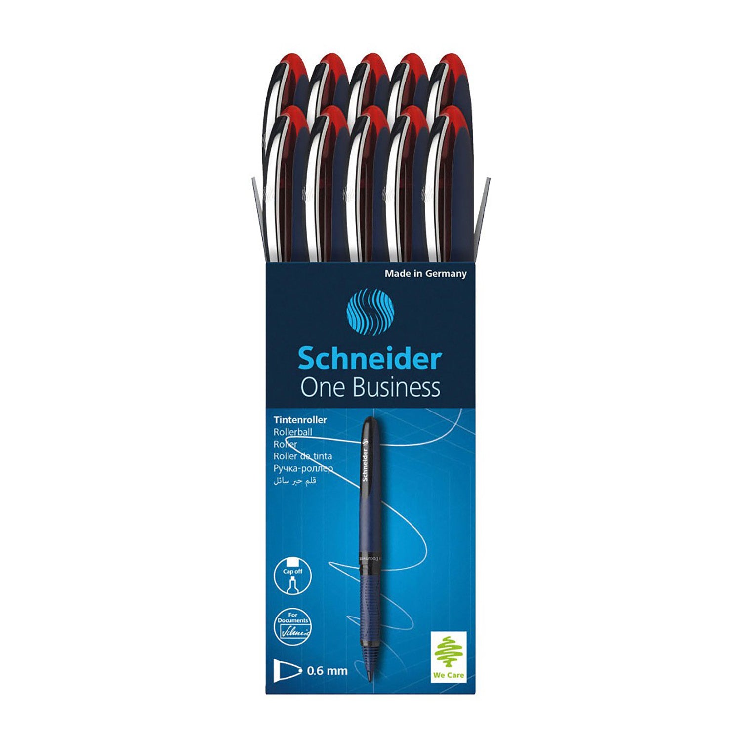 One Business Rollerball Pens, 0.6mm, Red, Pack of 10