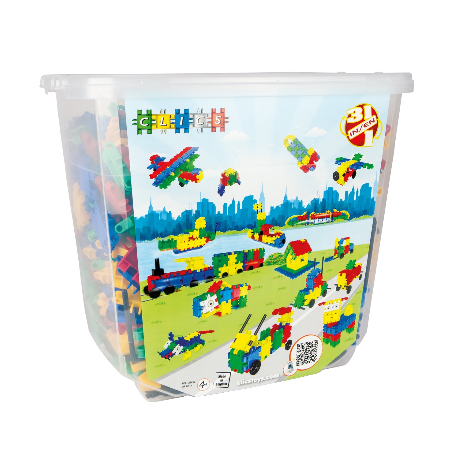 Clics Building Blocks Bucket, 850 Pieces