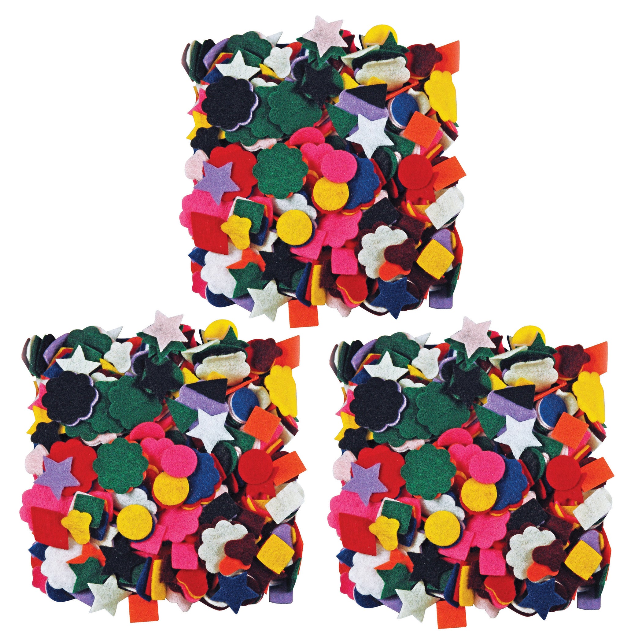 Felt Shapes, 500 Per Pack, 3 Packs