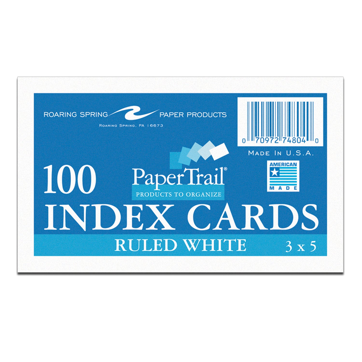 Index Cards, 3" x 5", Ruled, 100 Per Pack, 12 Packs