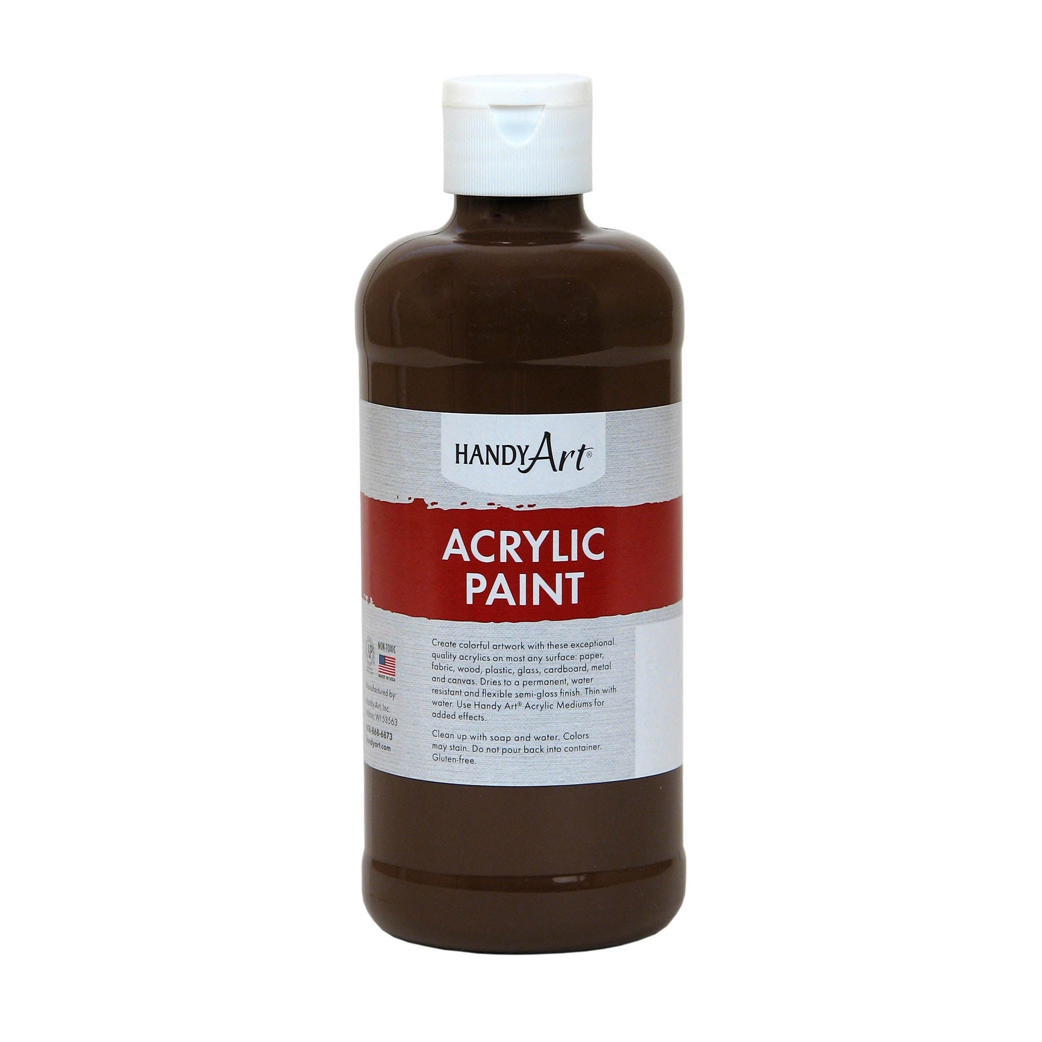 Acrylic Paint 16 oz, Burnt Umber, Pack of 3