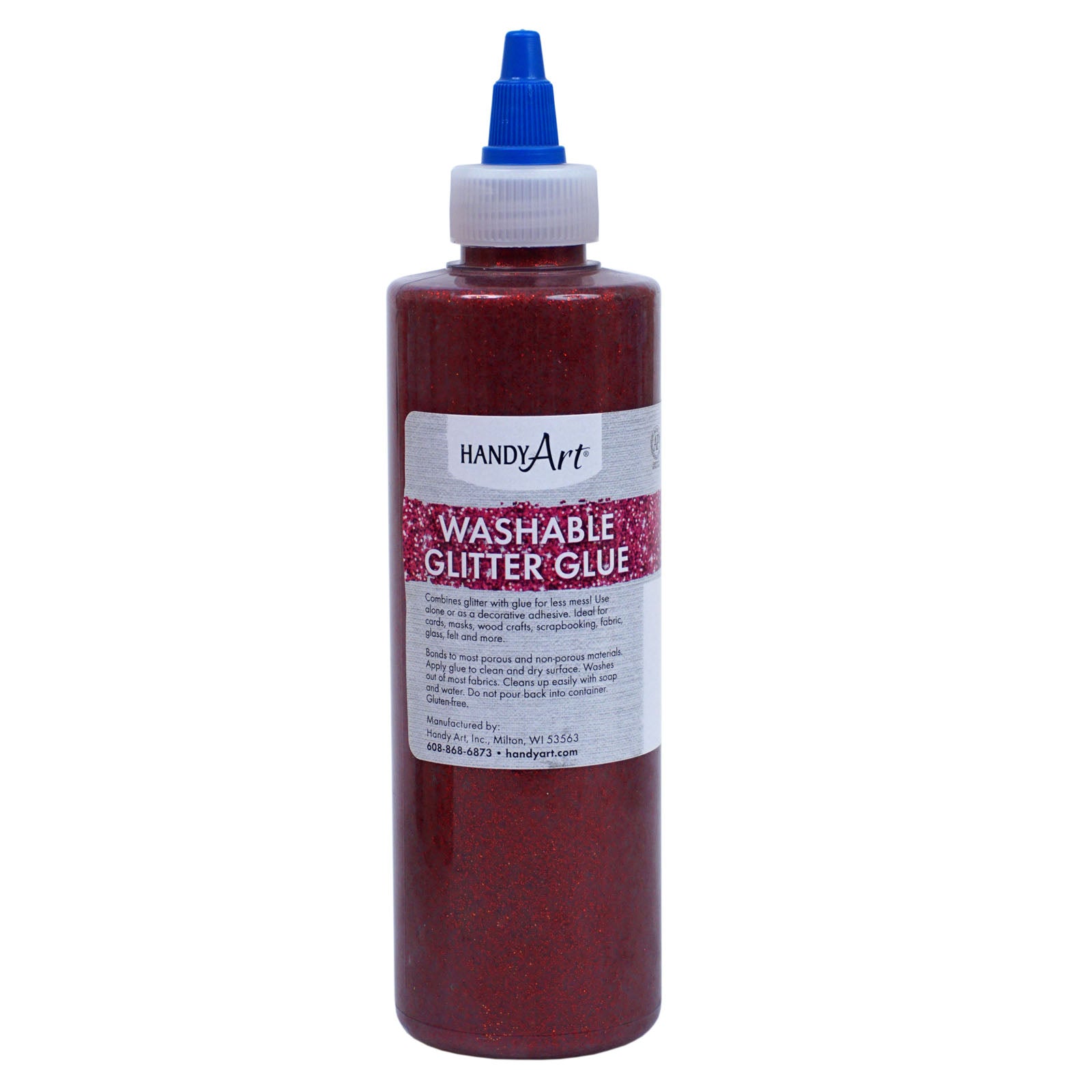 Washable Glitter Glue, 8 oz., Red, Pack of 6 - A1 School Supplies