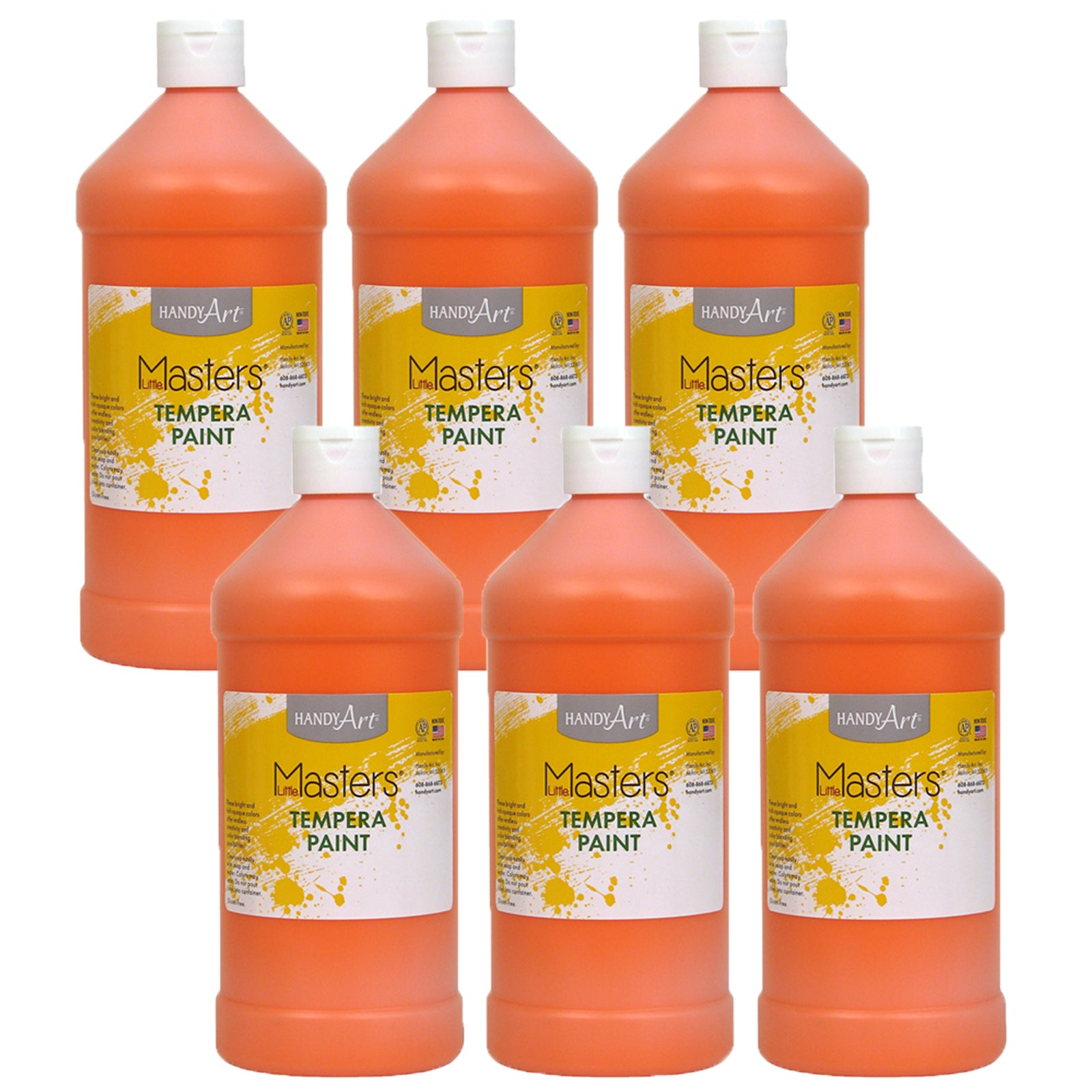 Little Masters® Tempera Paint, Orange, 32 oz., Pack of 6