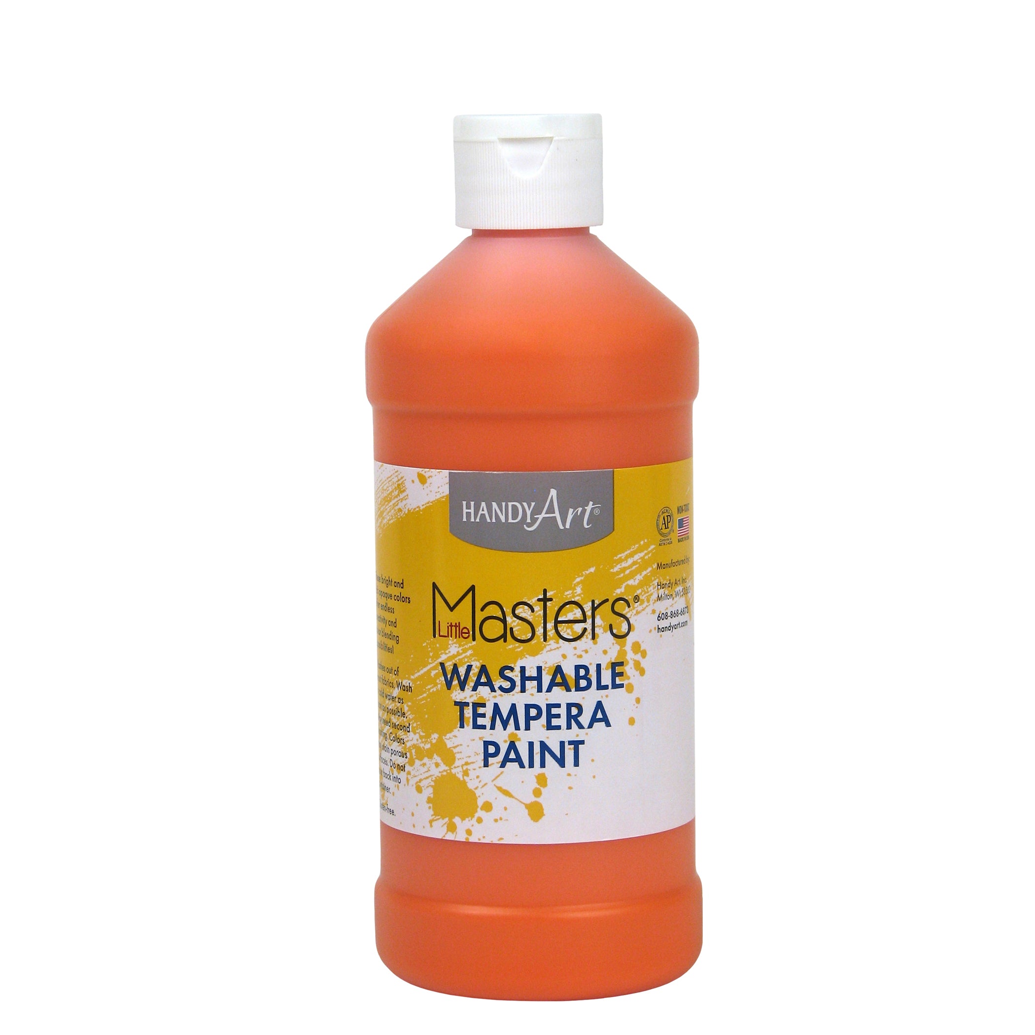 Little Masters® Washable Tempera Paint, Orange, 16 oz., Pack of 6