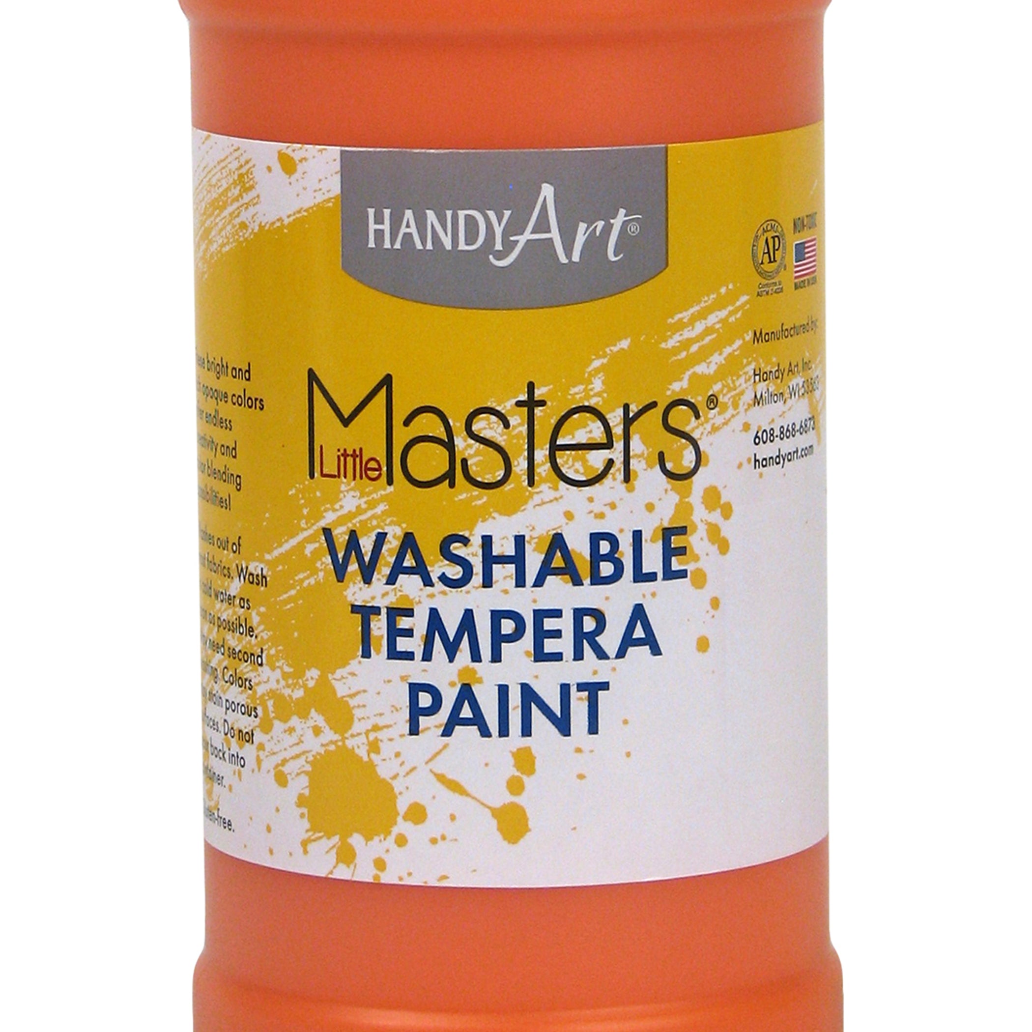 Little Masters® Washable Tempera Paint, Orange, 16 oz., Pack of 6