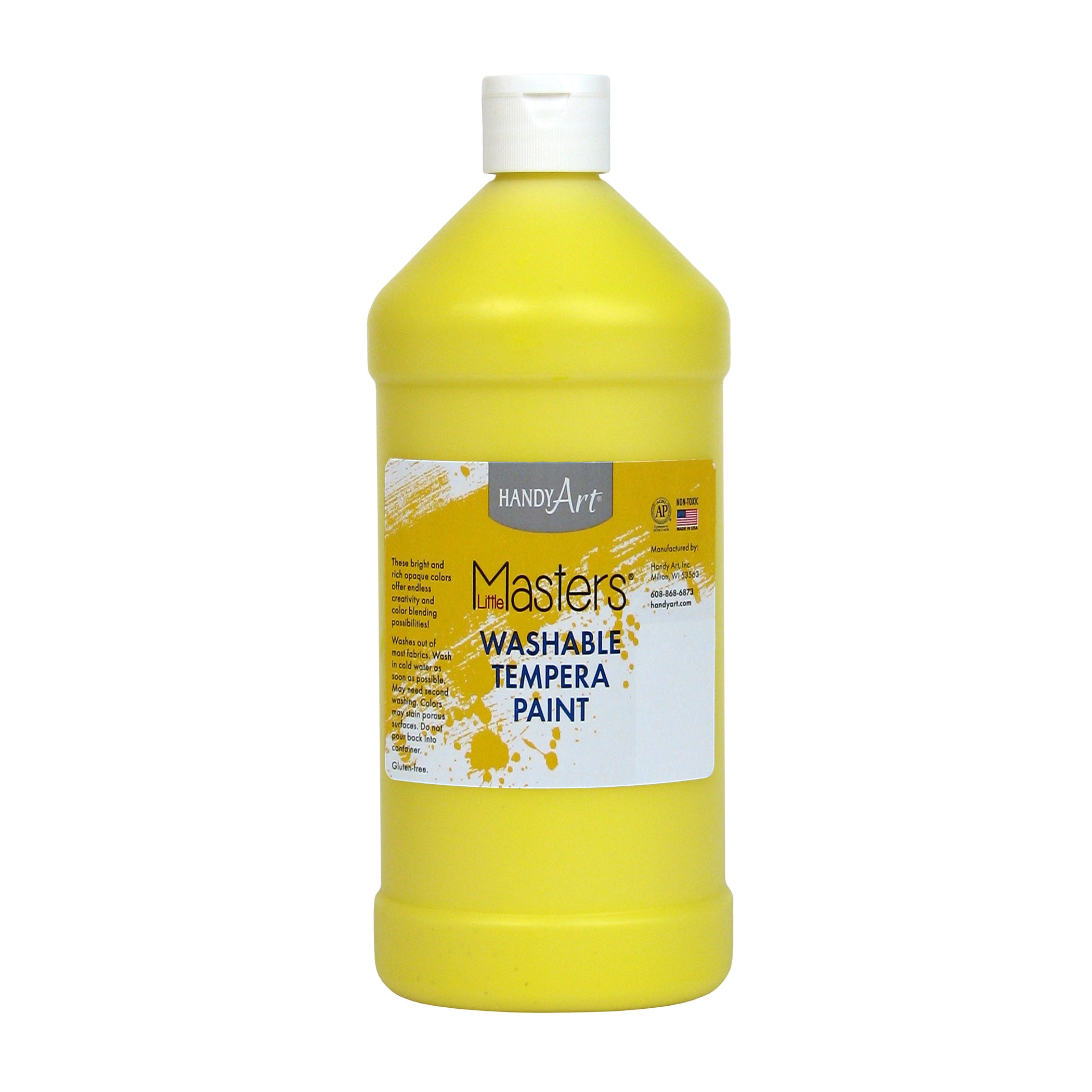 Little Masters® Washable Tempera Paint, Yellow, 32 oz., Pack of 6