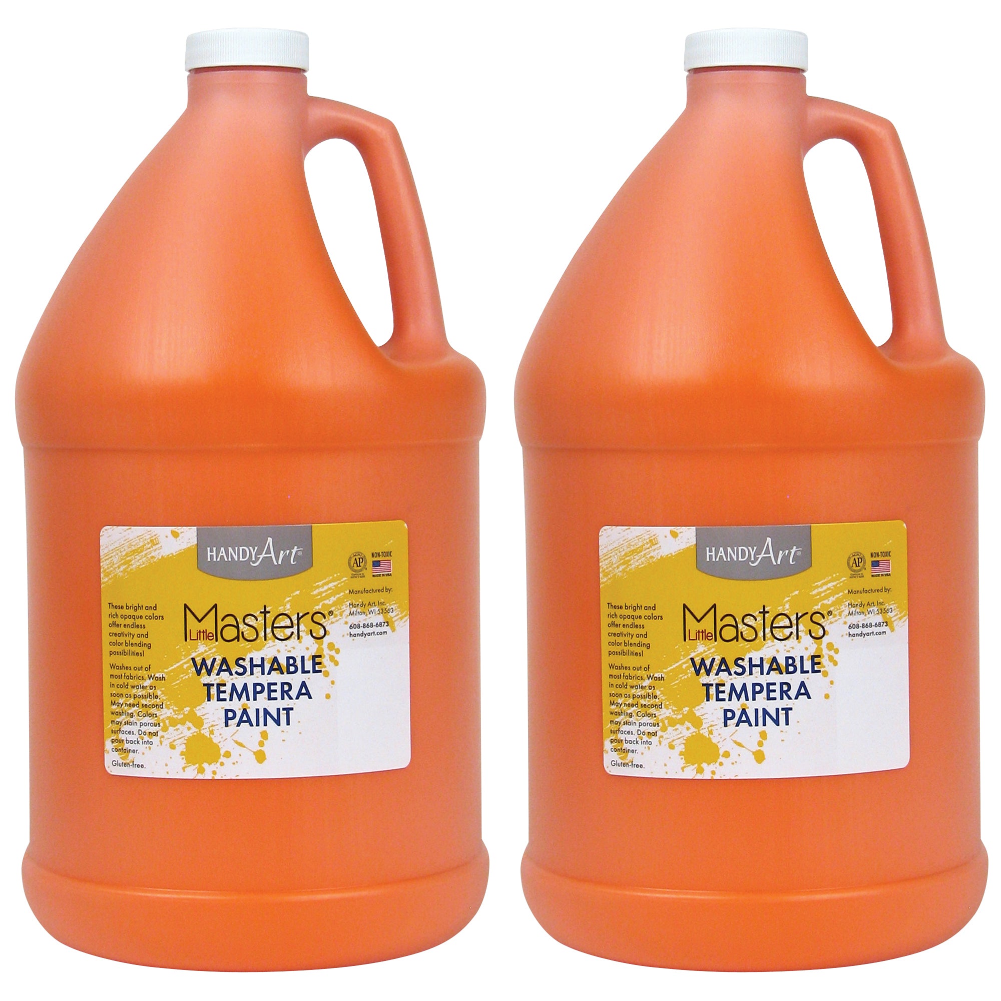 Little Masters® Washable Tempera Paint, Orange, Gallon, Pack of 2