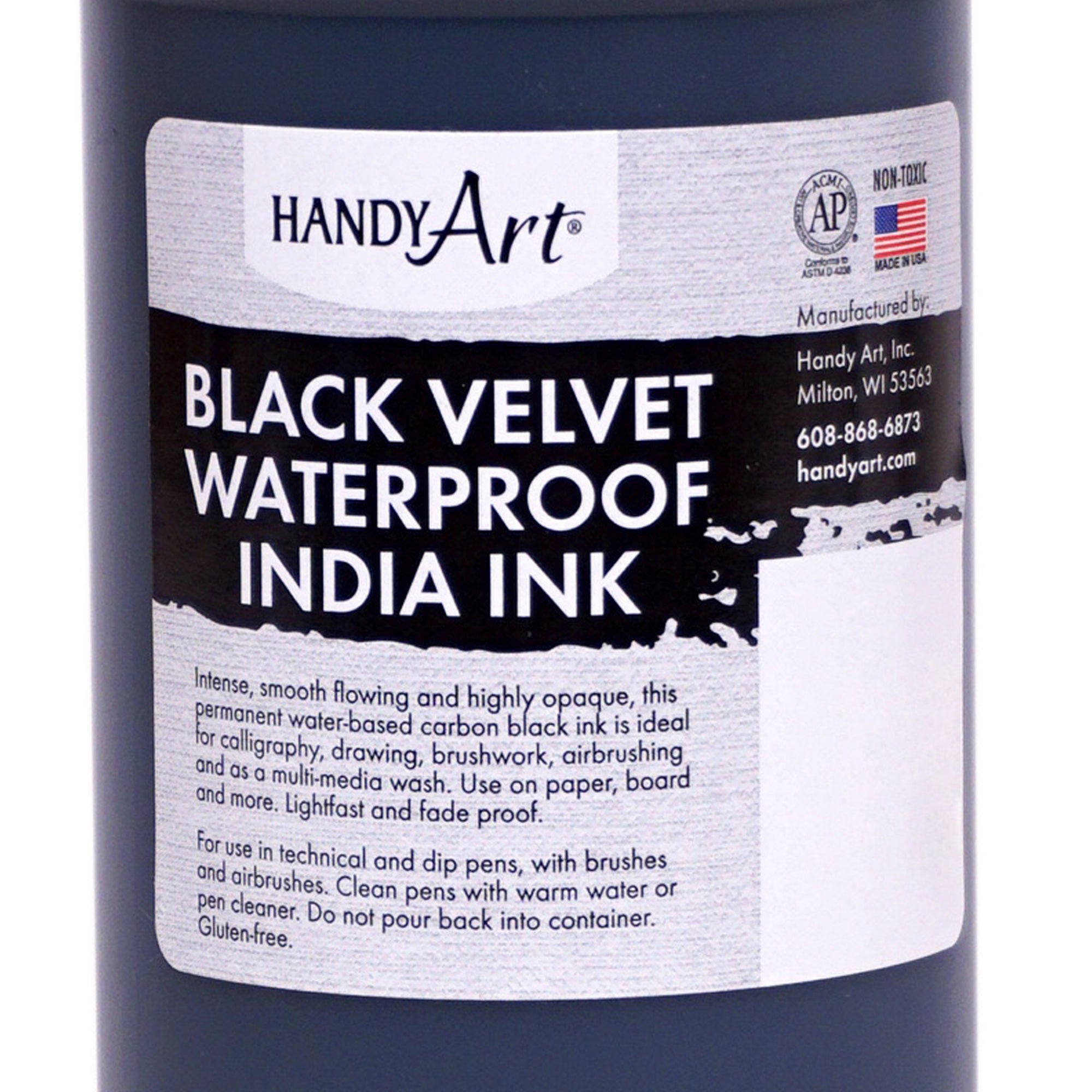 Black Velvet India Ink, 16. oz