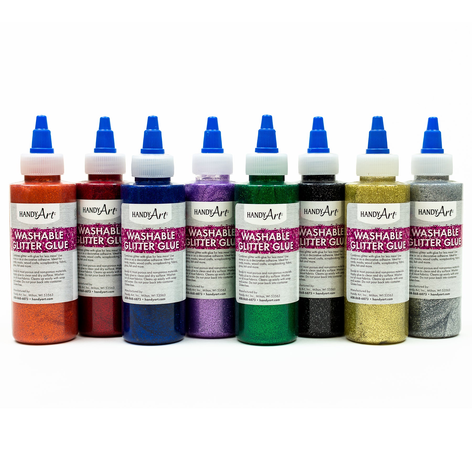 Glitter Glue, 4 oz Bottles, Set of 8