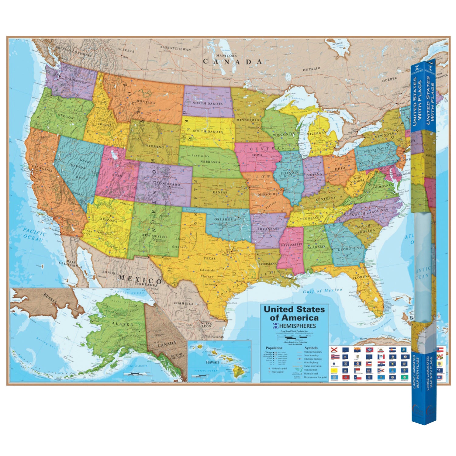 Blue Ocean Series USA Laminated Wall Map, 38" x 48", Pack of 2