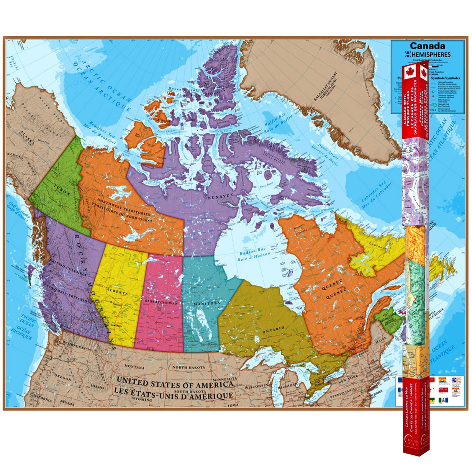 Laminated Map, Canada, 47" x 38"