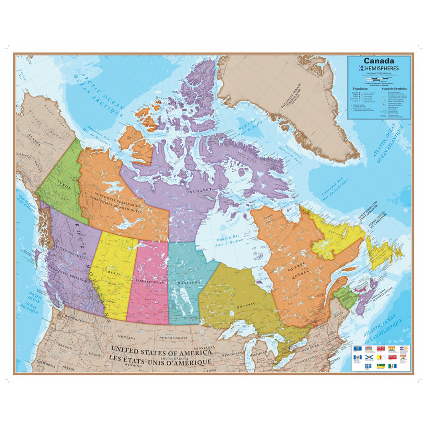 Laminated Map, Canada, 47" x 38"