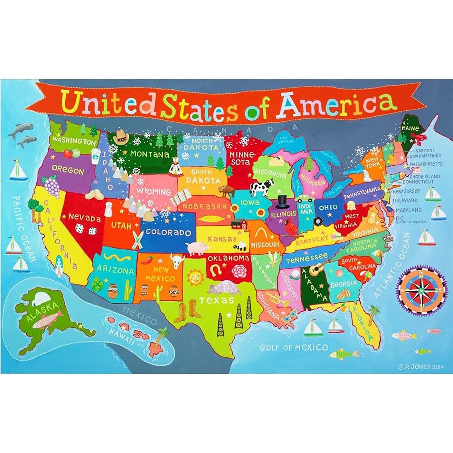 United States Floor Puzzle for Kids, 48 Pieces