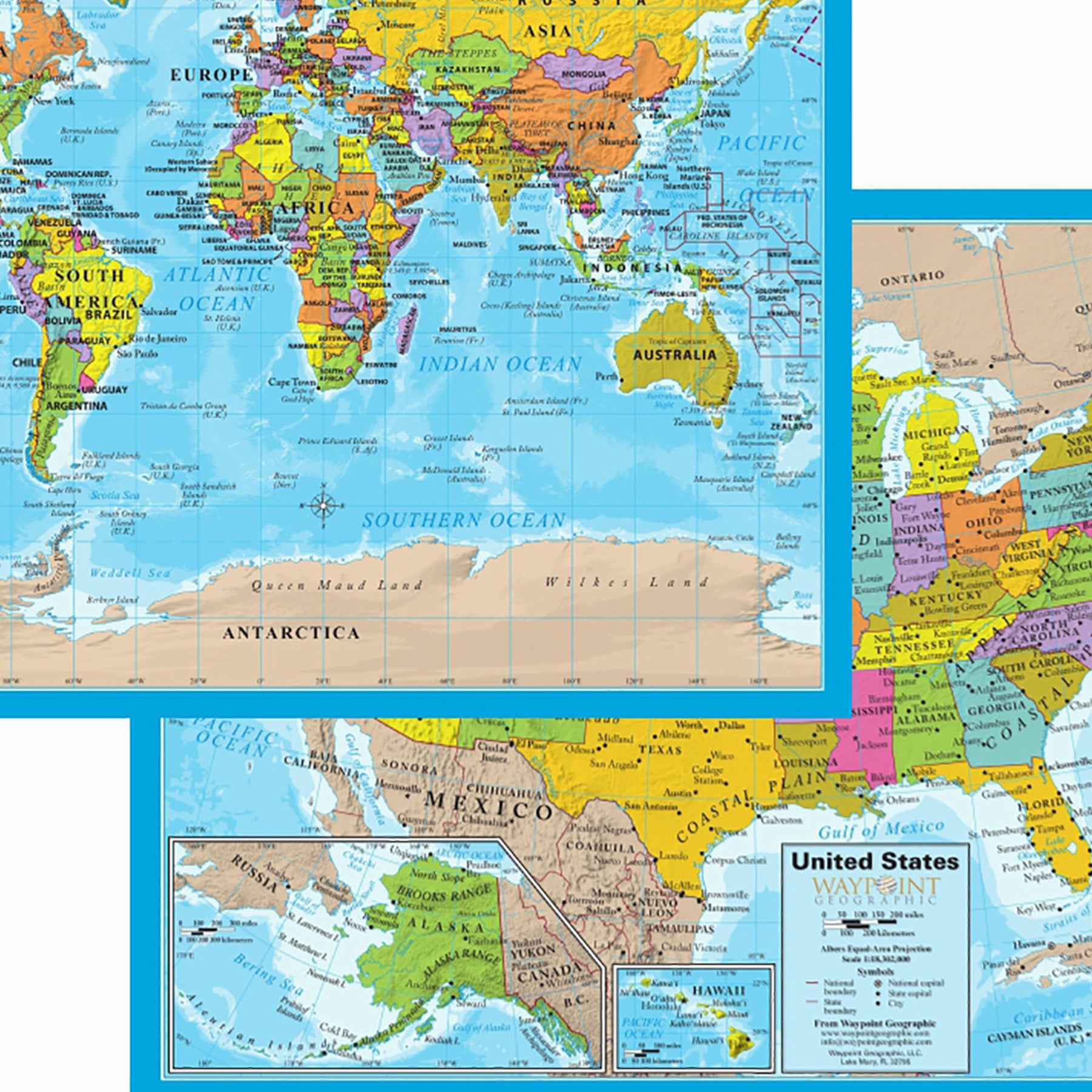 World/USA Laminated Notebook Maps, 12 Count