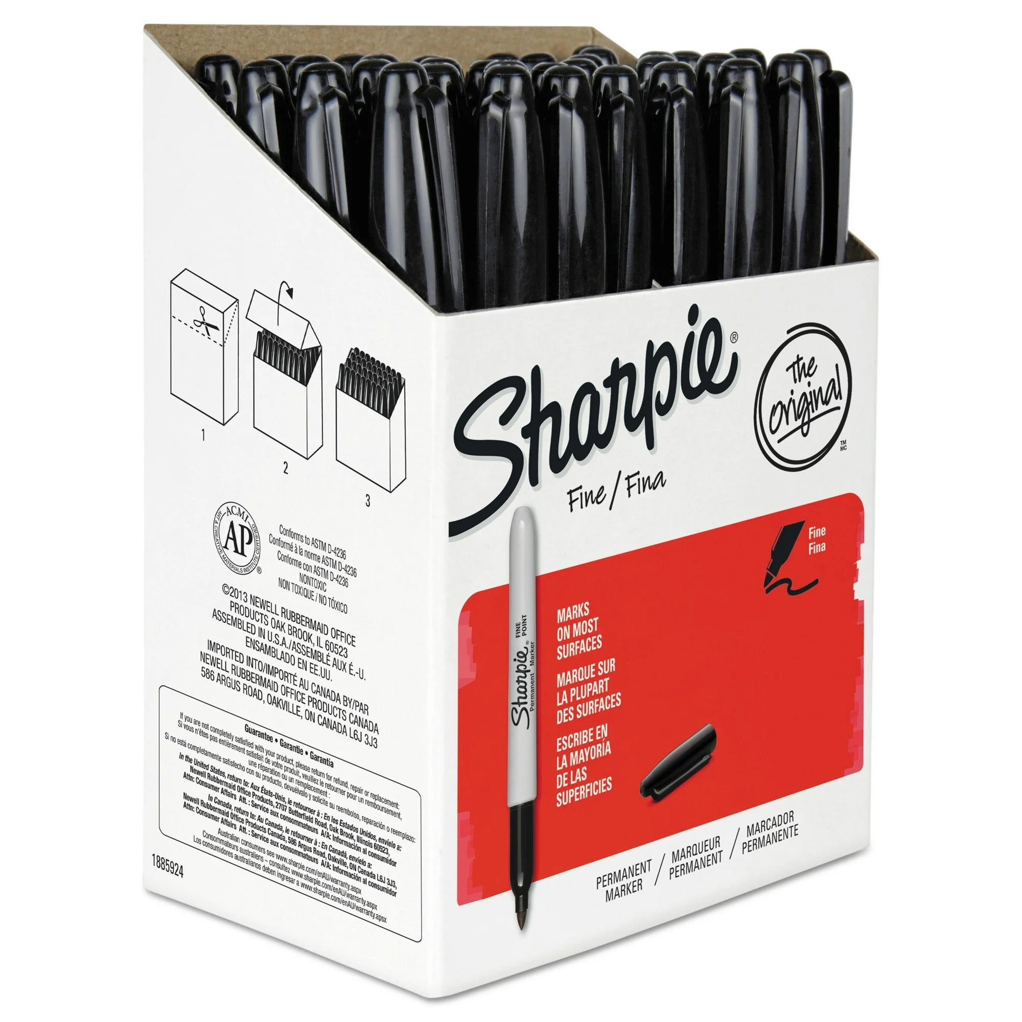 Permanent Markers, Fine Point, Black, 36 Count