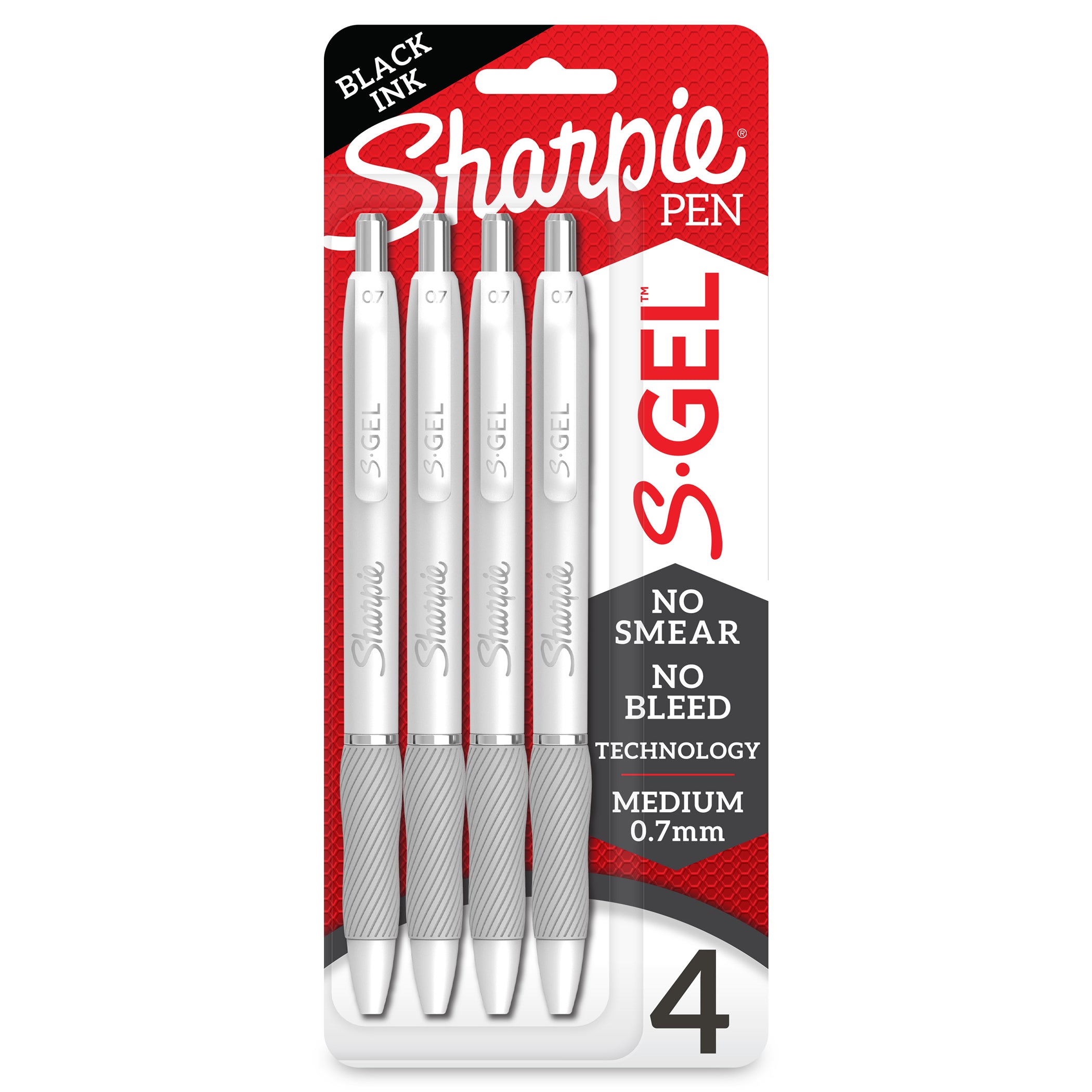 S-Gel, Gel Pens, Medium Point (0.7mm), Pearl White Body, Black Gel Ink Pens, 4 Per Pack, 3 Packs - A1 School Supplies