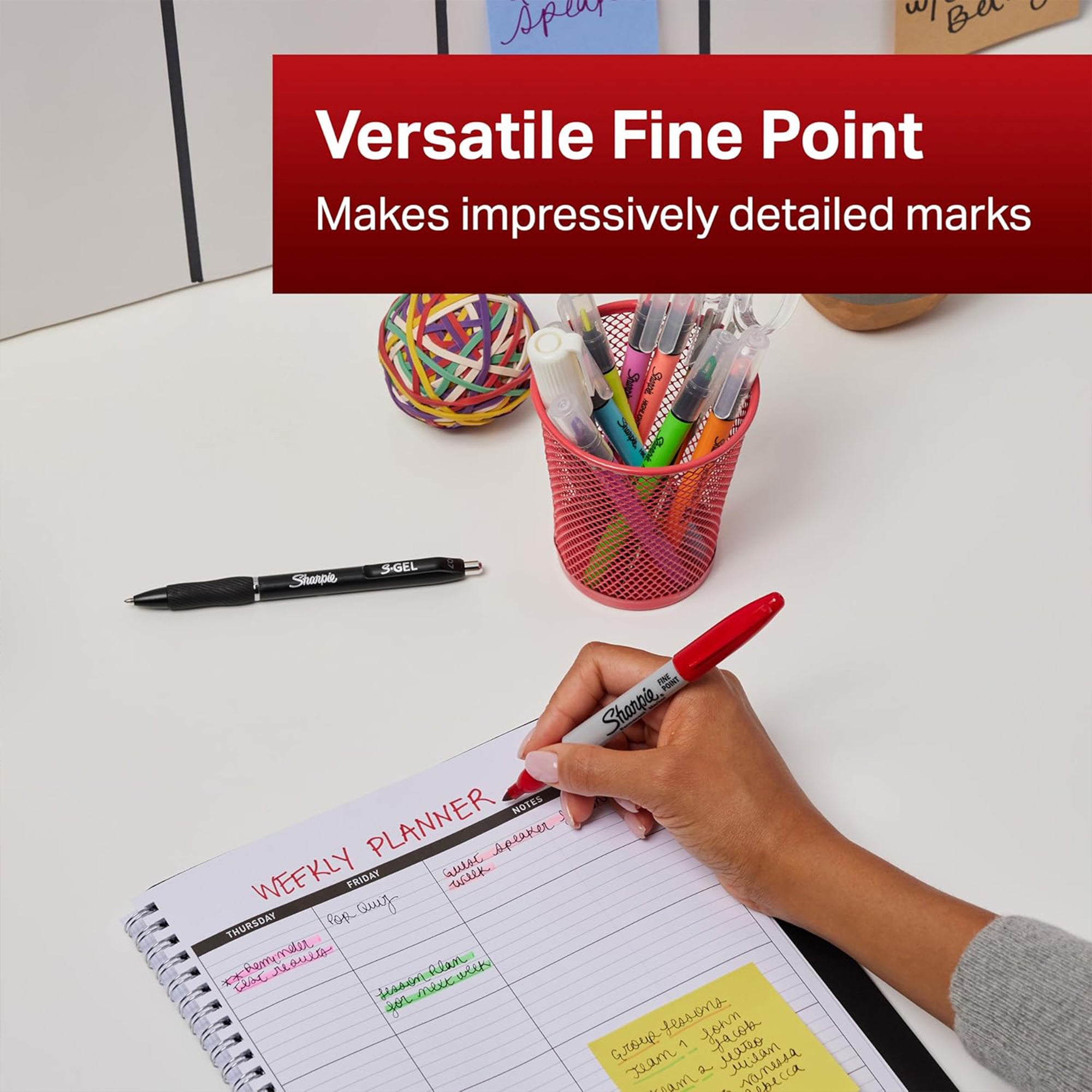 Fine Point Permanent Marker, Red, Box of 12