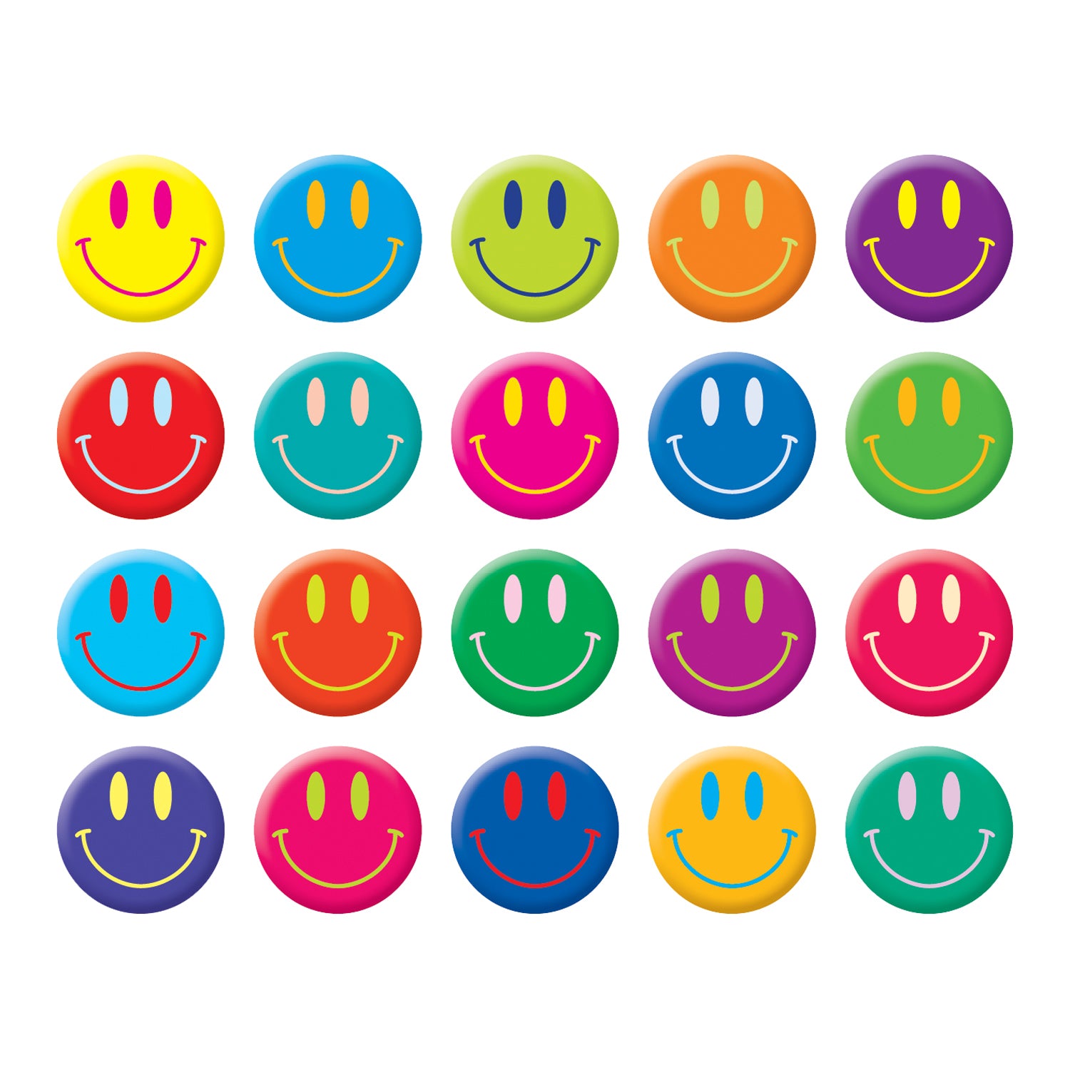 Smiley Faces Stickers, 200 Per Pack, 12 Packs