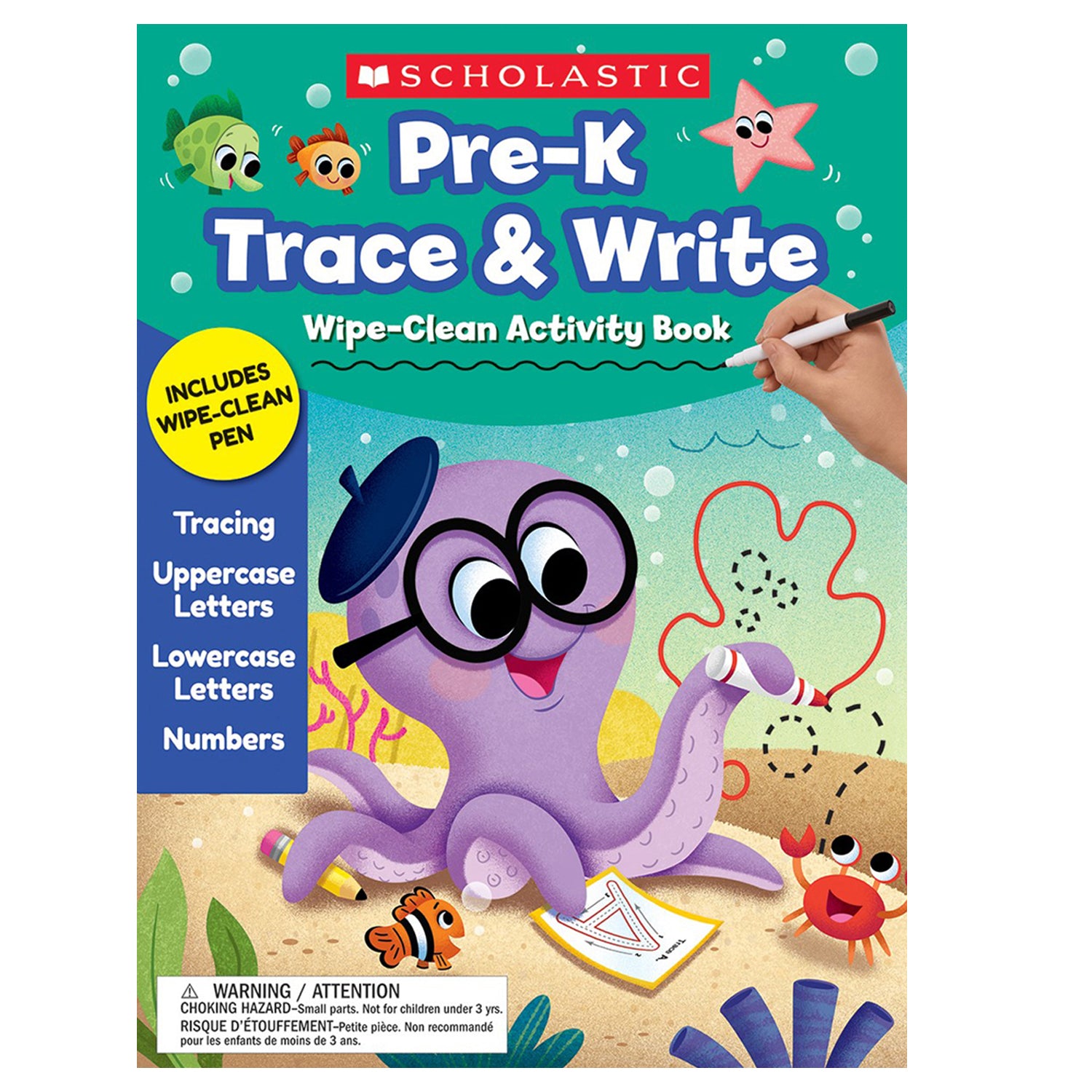 Pre-K Trace & Write Wipe-Clean Activity Book with Pen, Pack of 2 - A1 School Supplies