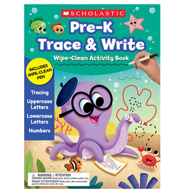 Pre-K Trace & Write Wipe-Clean Activity Book with Pen, Pack of 2 - A1 School Supplies