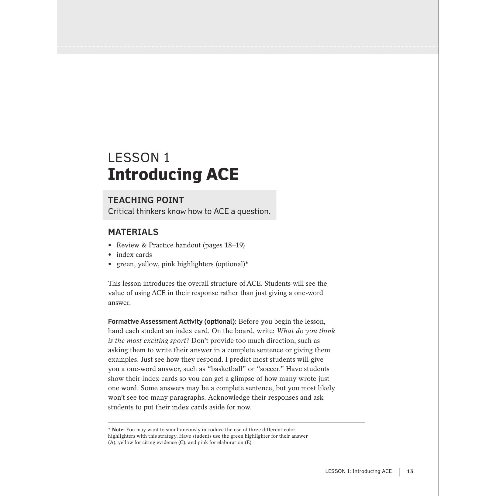 ACE Short-Response Writing