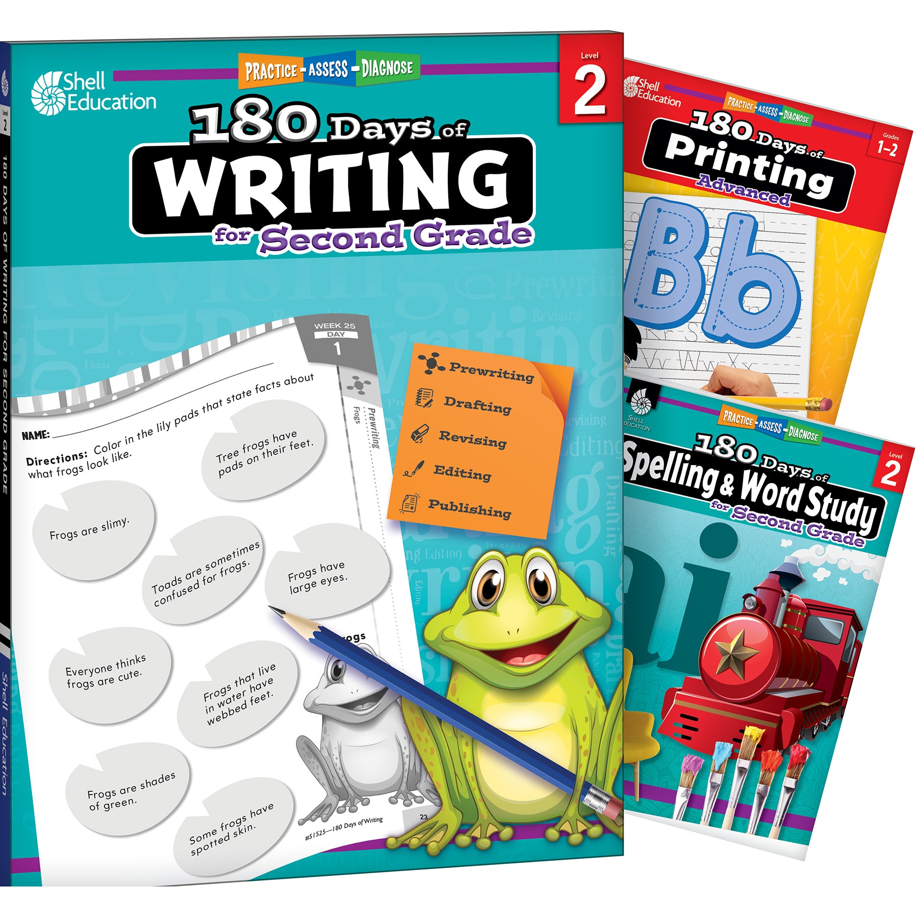 180 Days Writing, Spelling, & Printing Grade 2: 3-Book Set