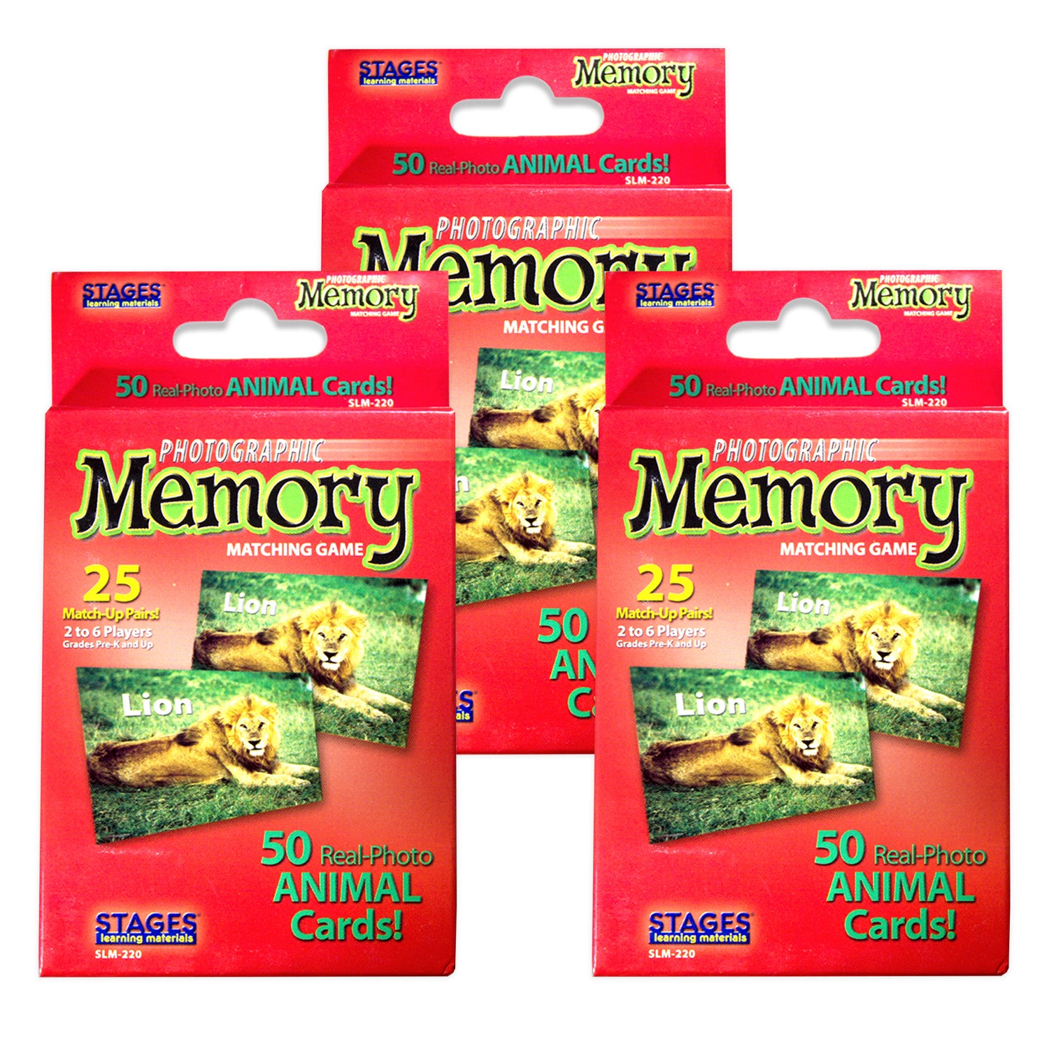 Photographic Memory Matching Game, Animals, Pack of 3