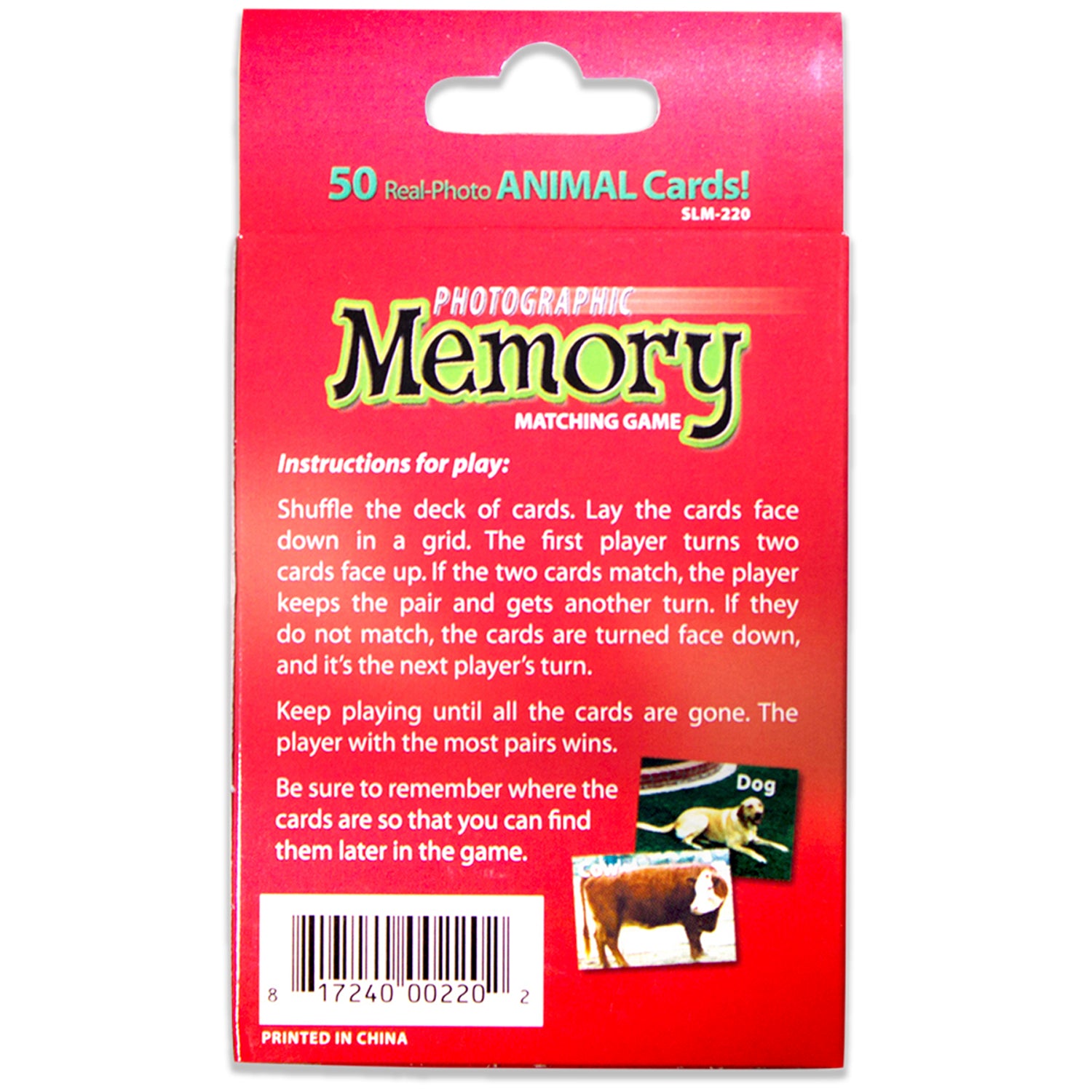 Photographic Memory Matching Game, Animals, Pack of 3