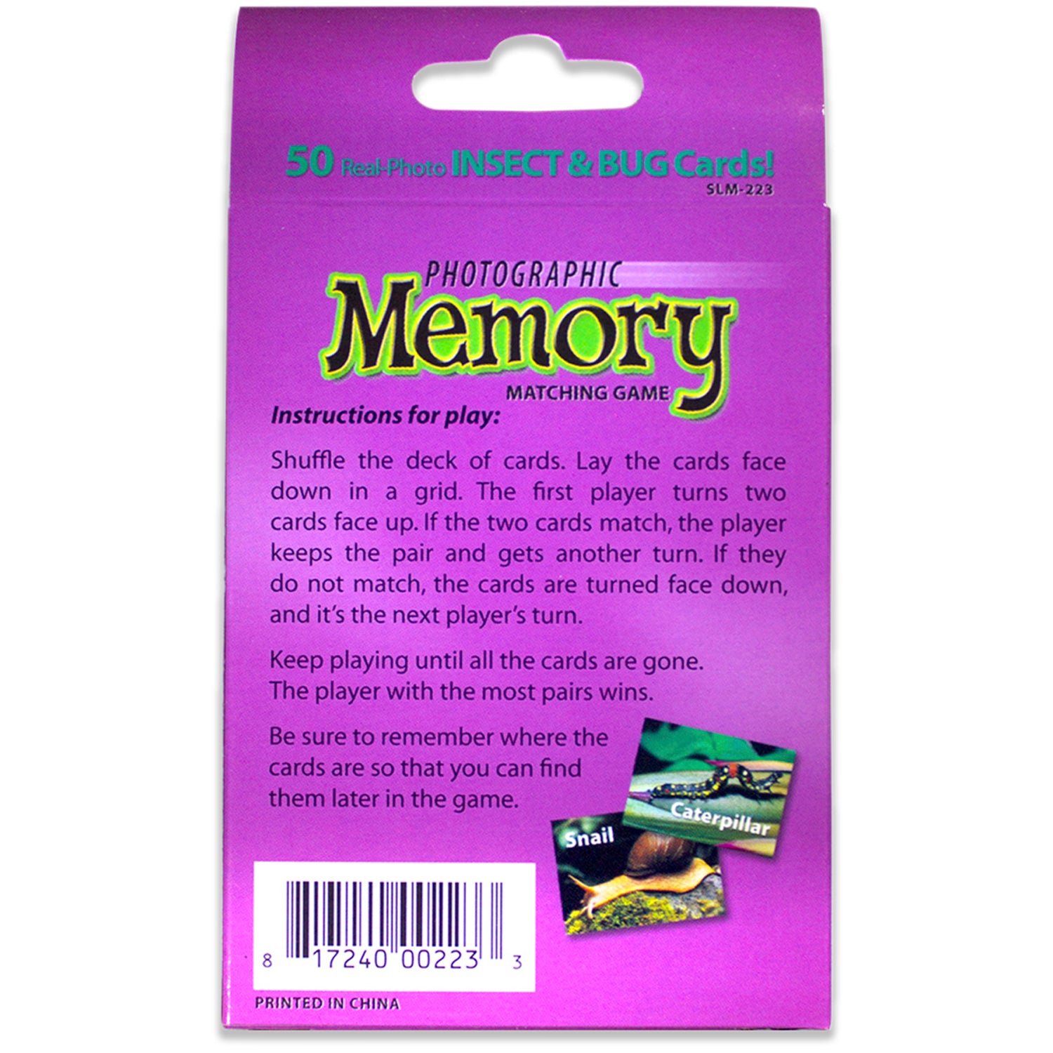 Photographic Memory Matching Game, Insects & Bugs, Pack of 3