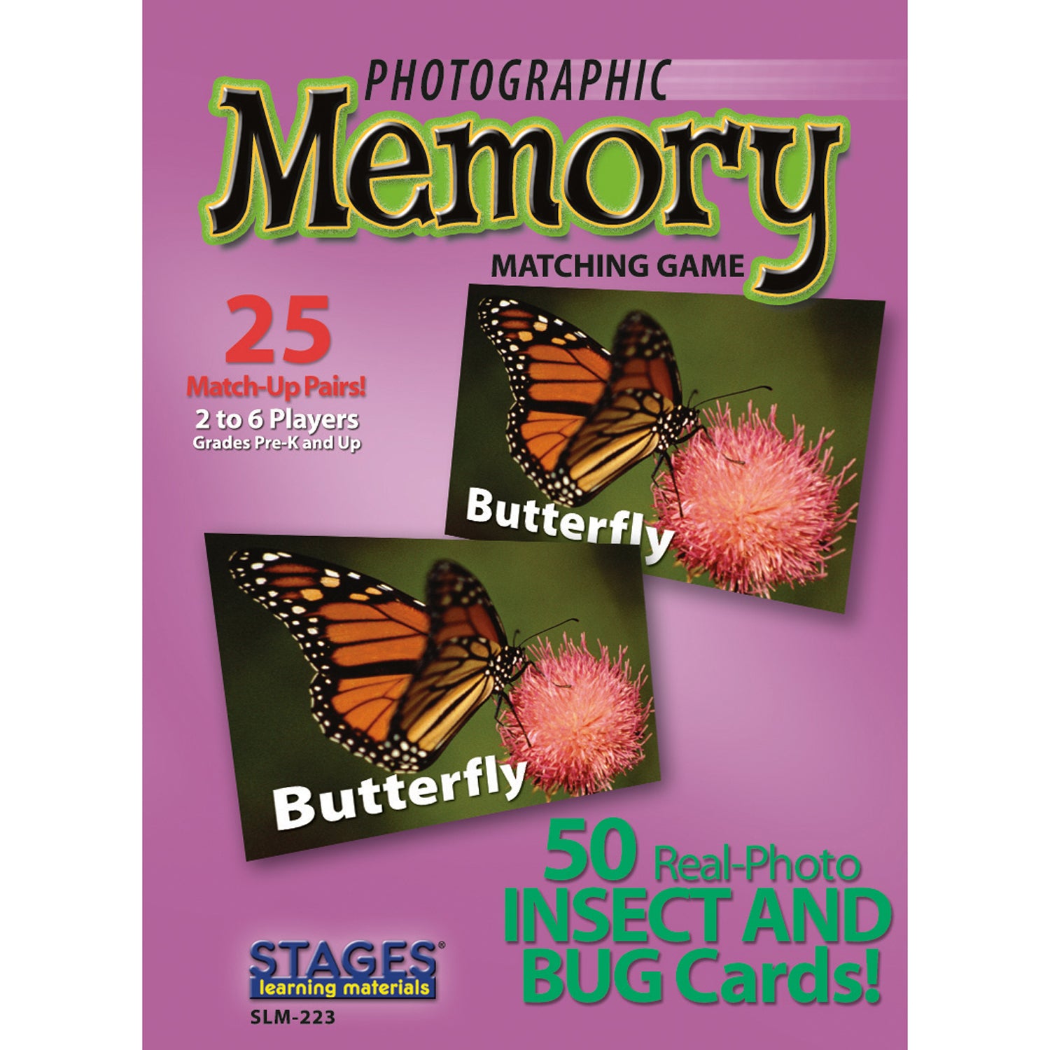 Photographic Memory Matching Game, Insects & Bugs, Pack of 3