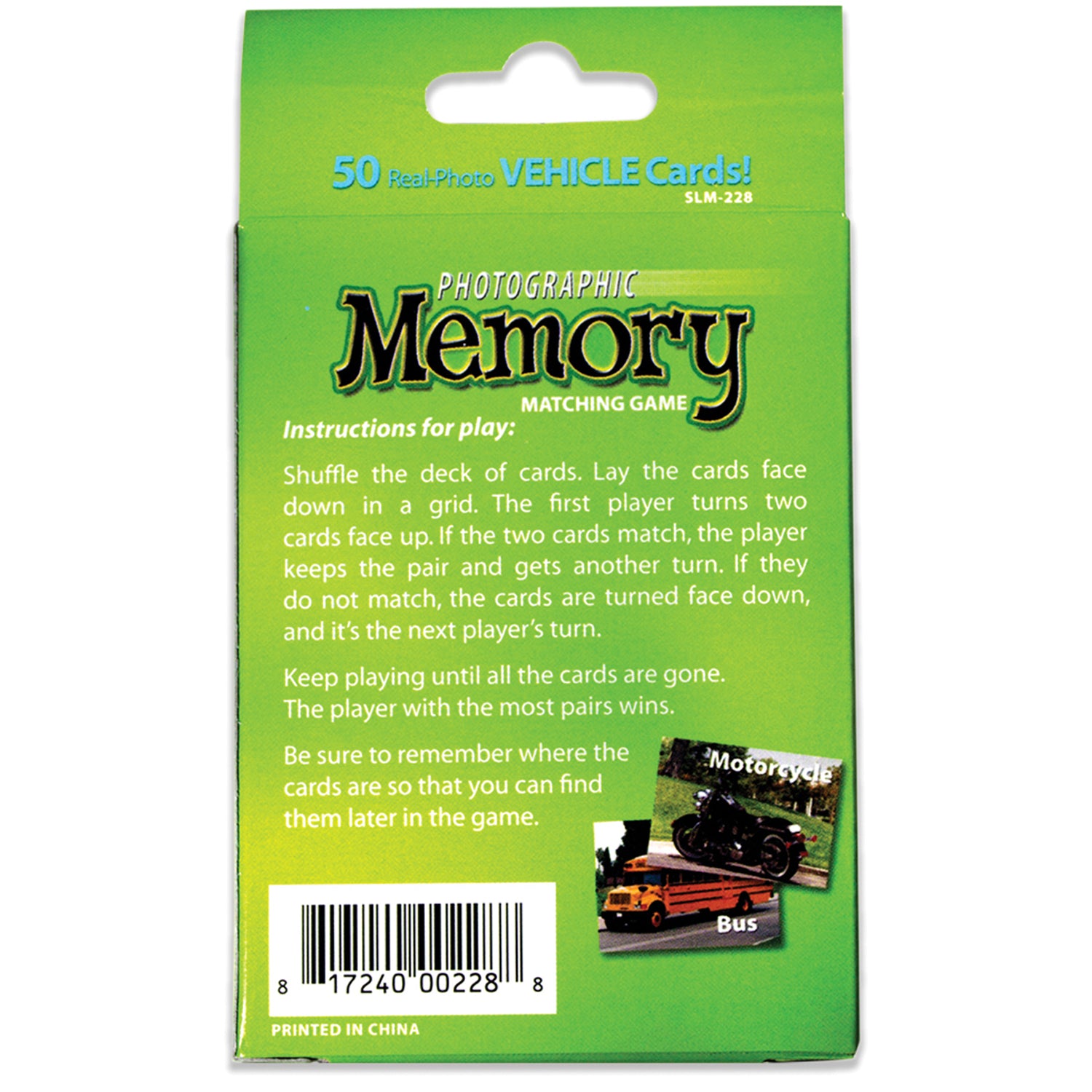 Photographic Memory Matching Game, Vehicles, Pack of 3