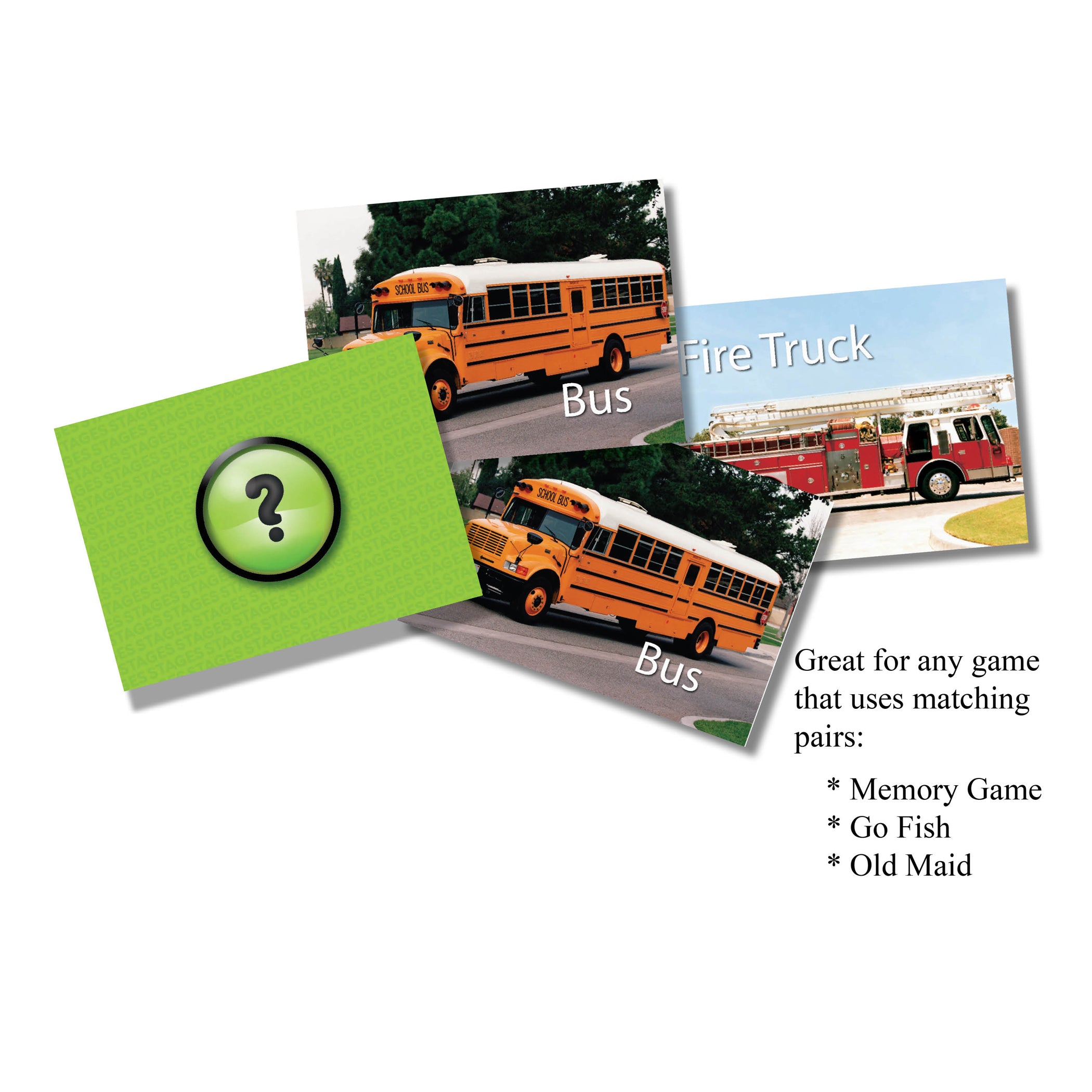 Photographic Memory Matching Game, Vehicles, Pack of 3