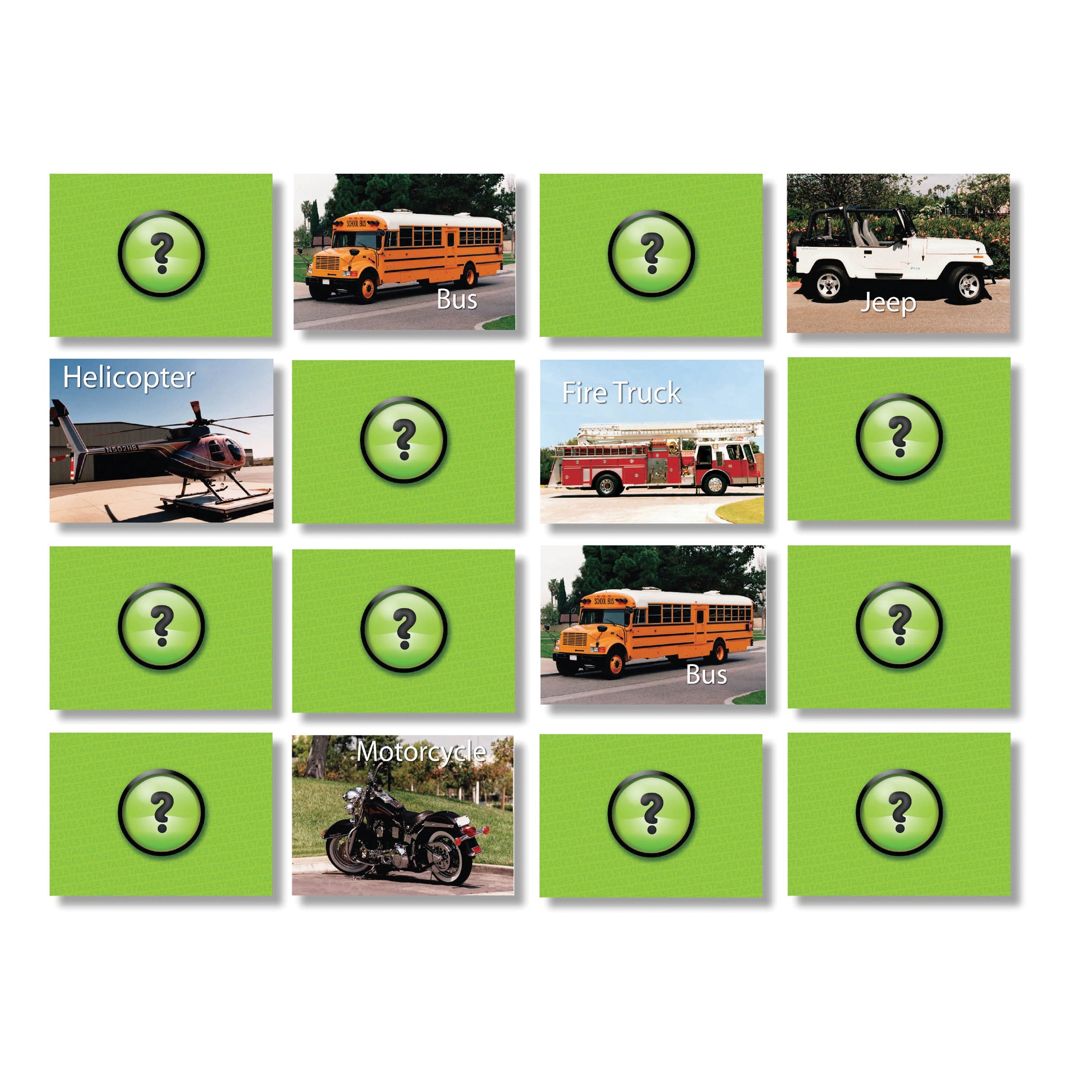 Photographic Memory Matching Game, Vehicles, Pack of 3