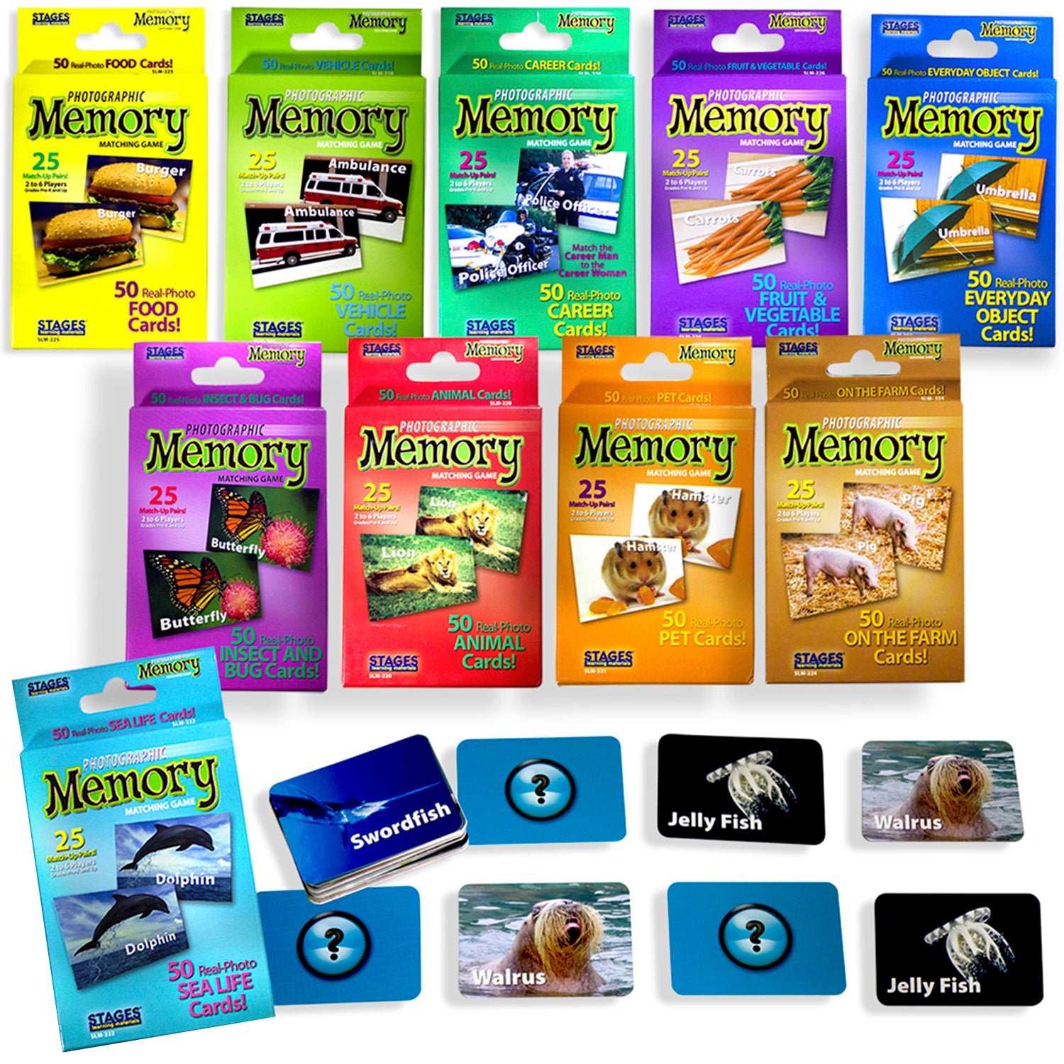 Photographic Memory Matching Games, Set of 10