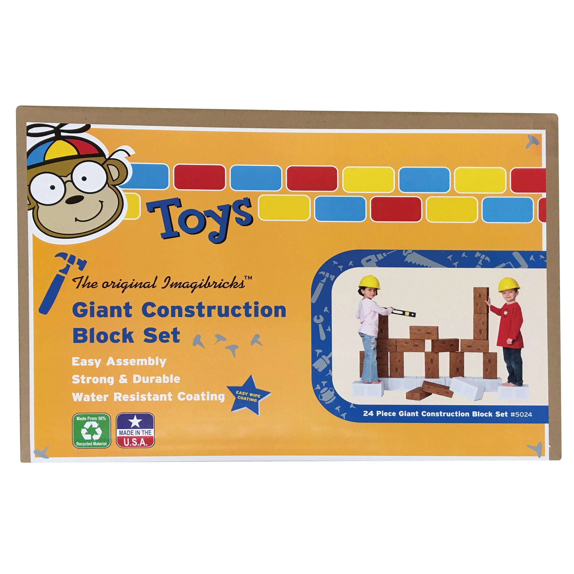 ImagiBRICKS™ Giant Construction Building Block Set, 24 Pieces