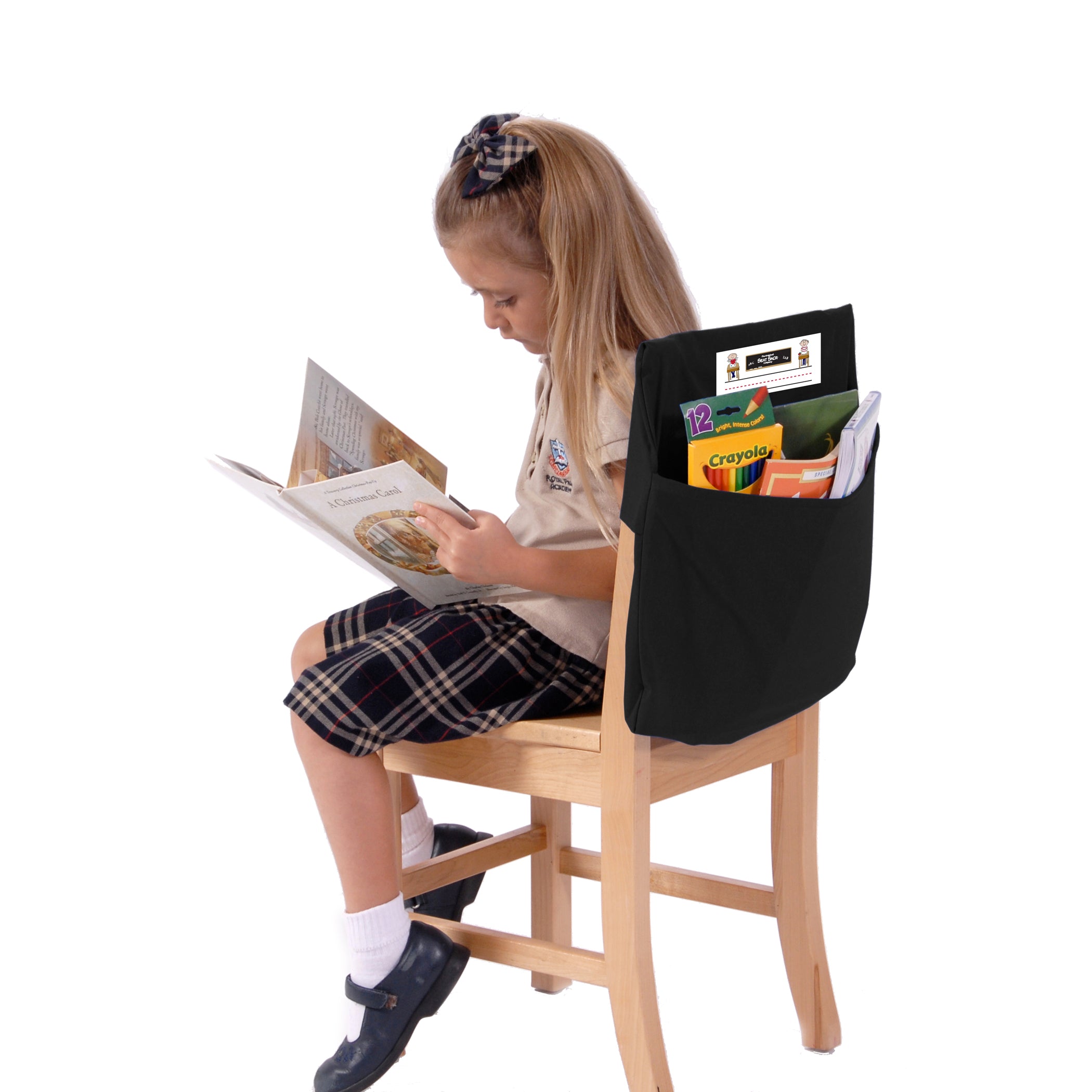 Standard Chair Pocket Classroom Storage Organizer - 14 inch, Black